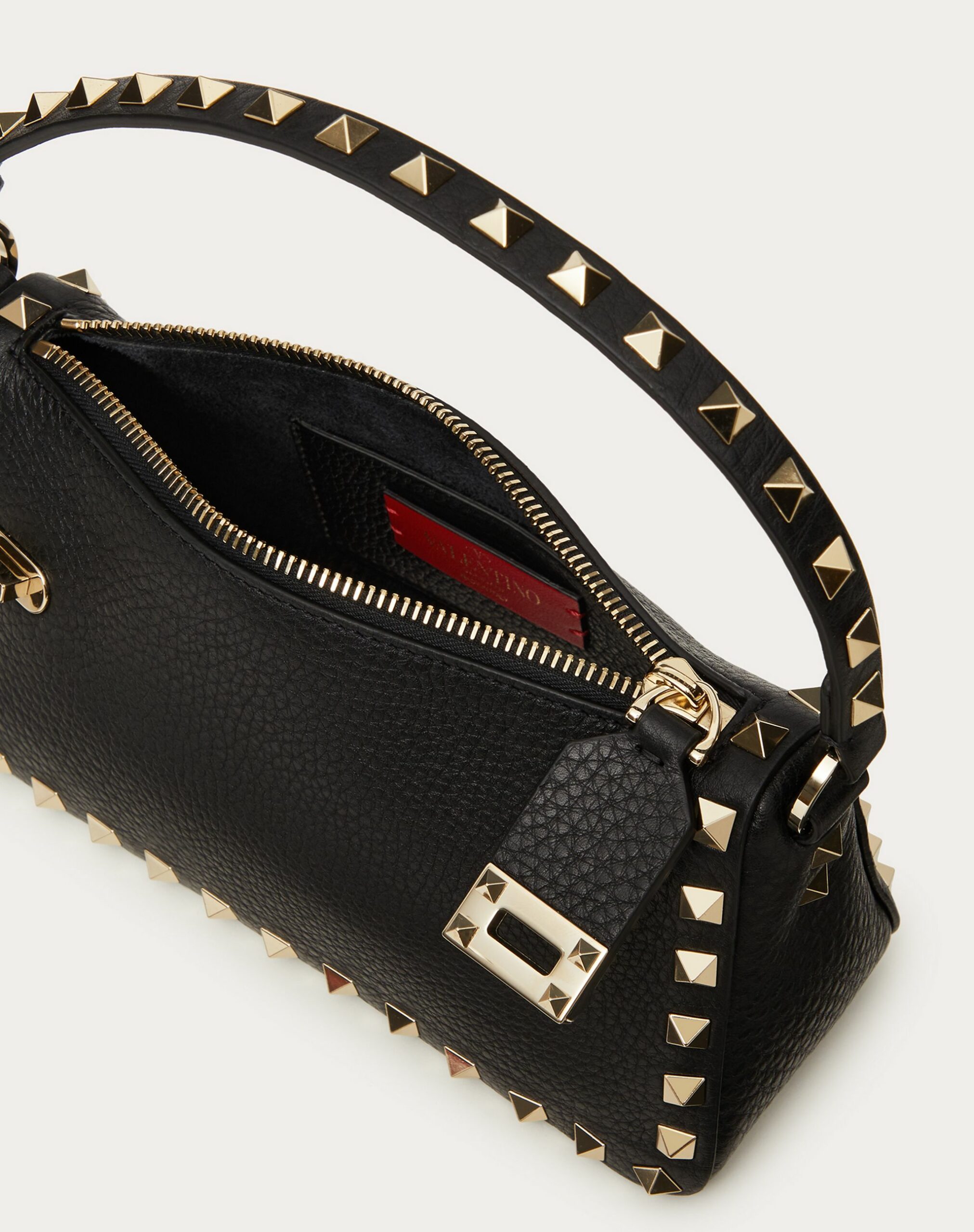 Valentino Small Rockstud Grainy Calfskin Crossbody Bag Black (WW2B0J47VSF0NO)