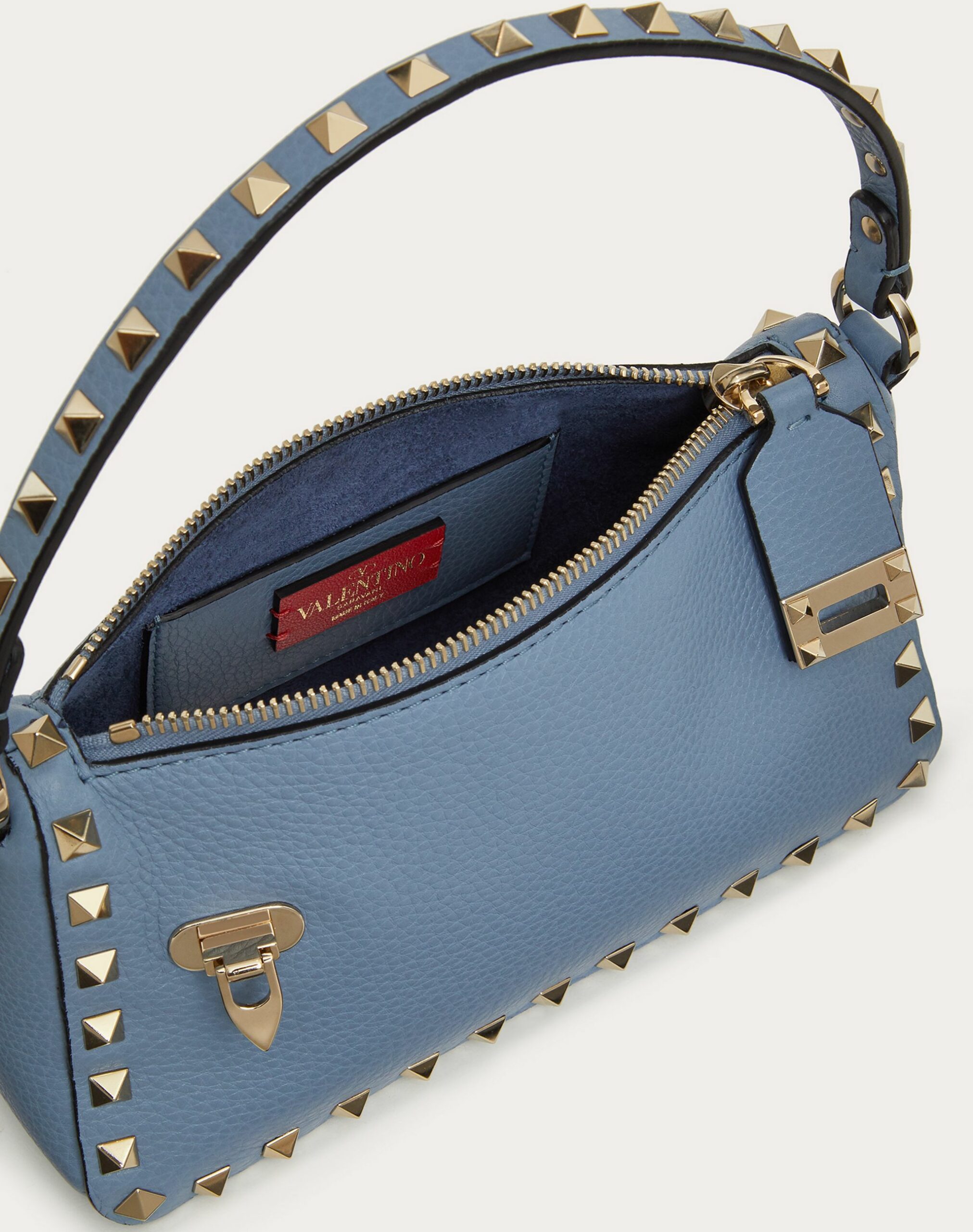 Valentino Small Rockstud Grainy Calfskin Crossbody Bag Azure (1W2B0J47VSF56Y)