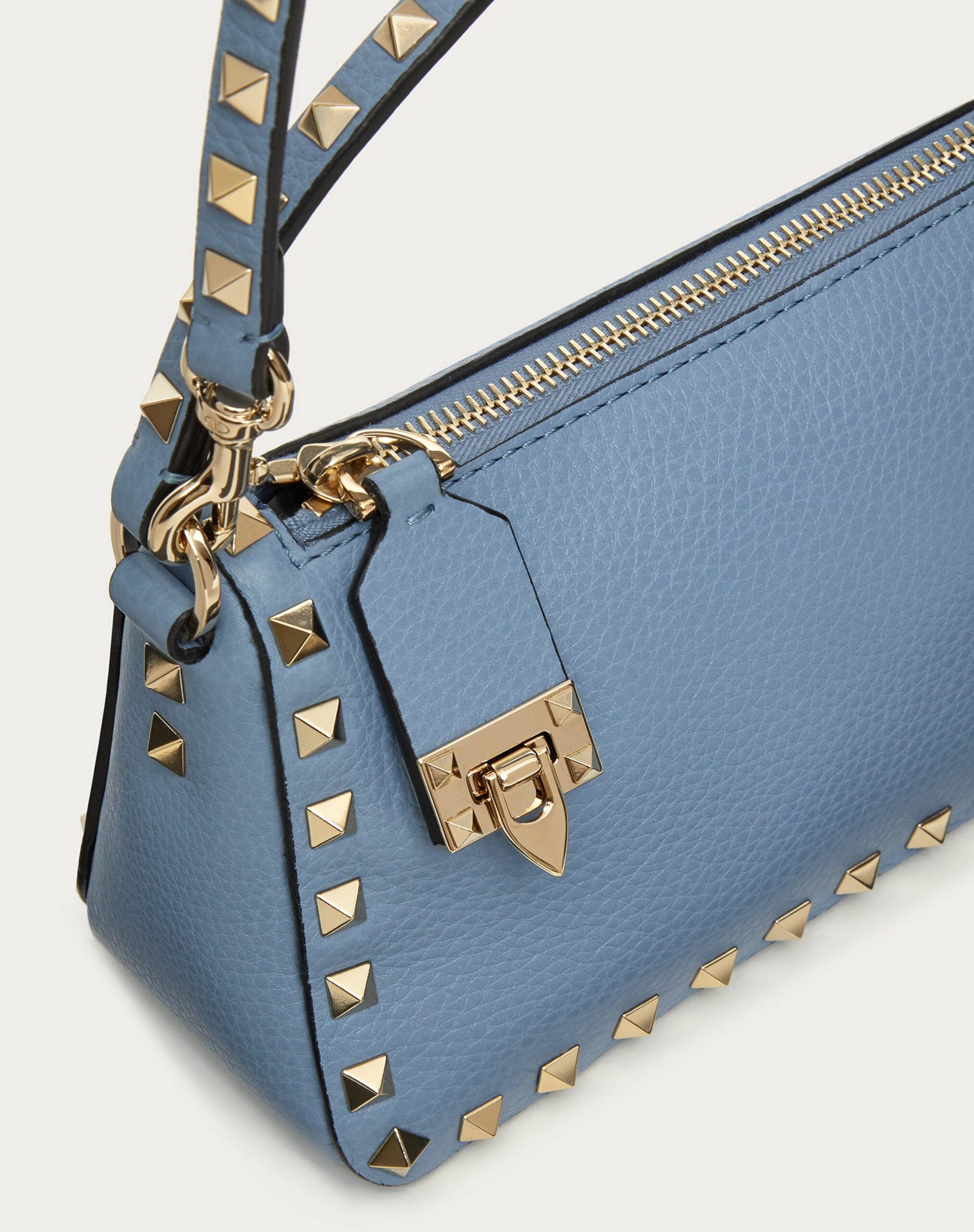 Valentino Small Rockstud Grainy Calfskin Crossbody Bag Azure (1W2B0J47VSF56Y)