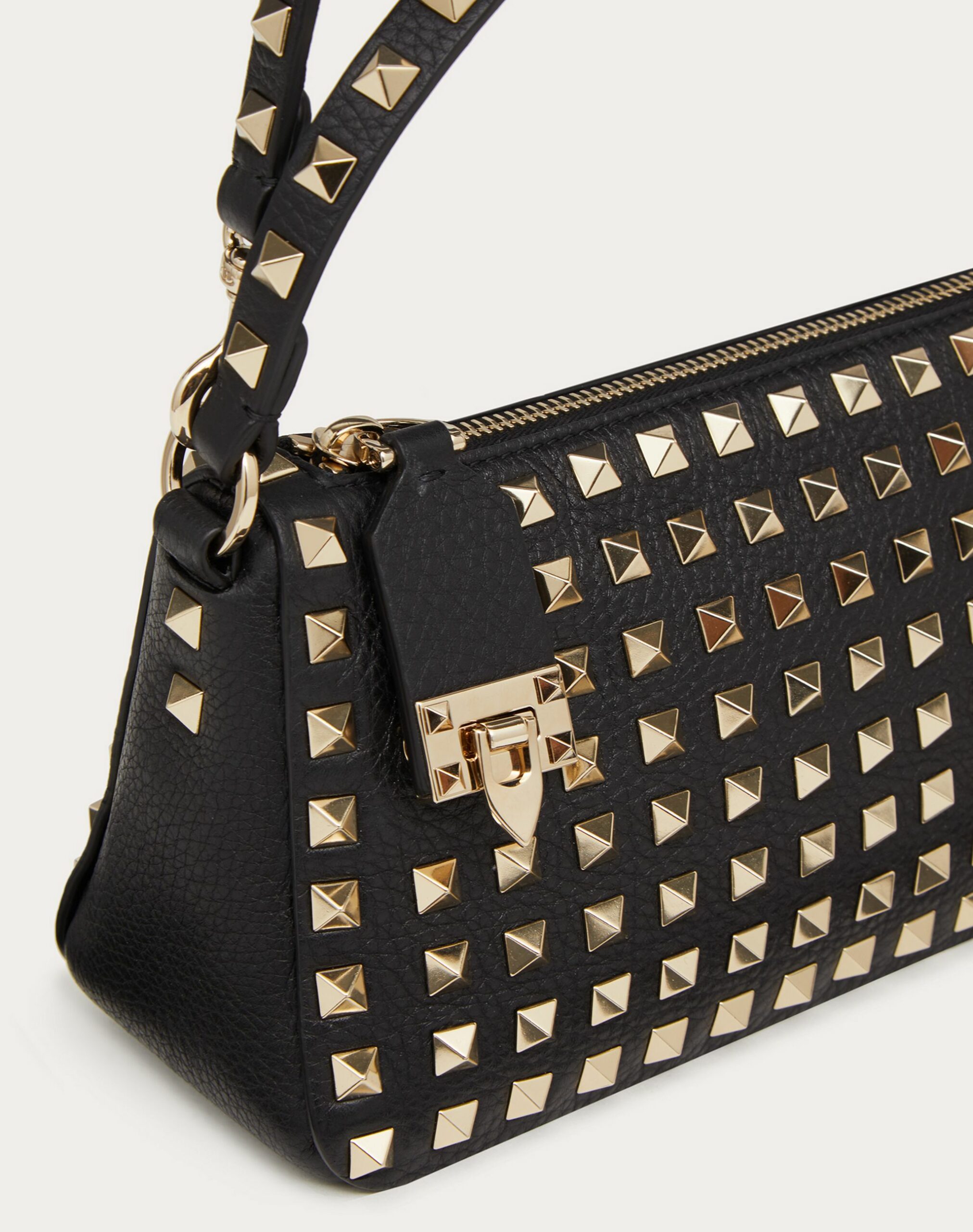 Valentino Small Rockstud Grainy Calfskin Crossbody Bag With All-over Studs Black (WW2B0J47VCB0NO)