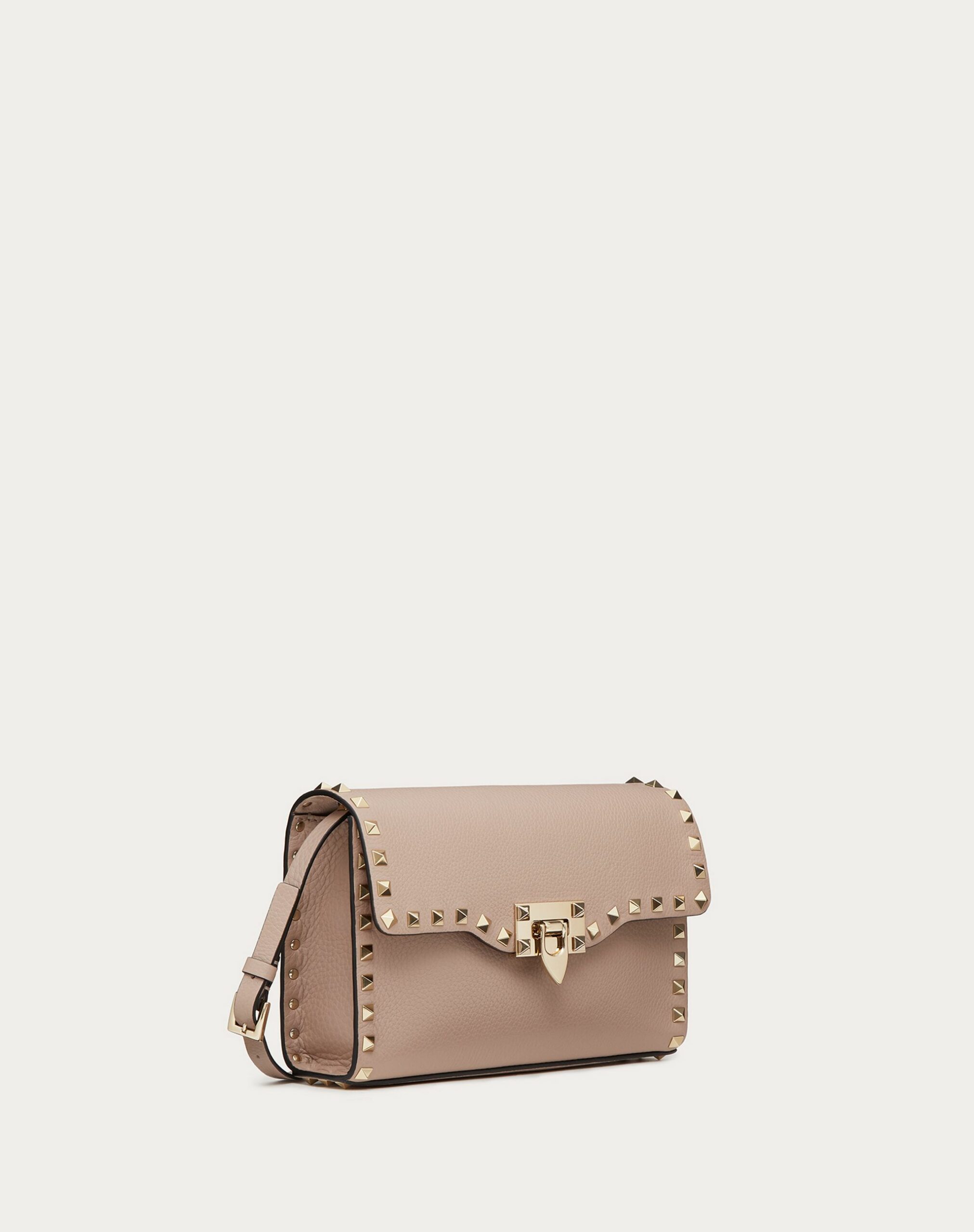 Valentino Small Rockstud Grainy Calfskin Crossbody Bag Poudre (ZW2B0181VSFP45)