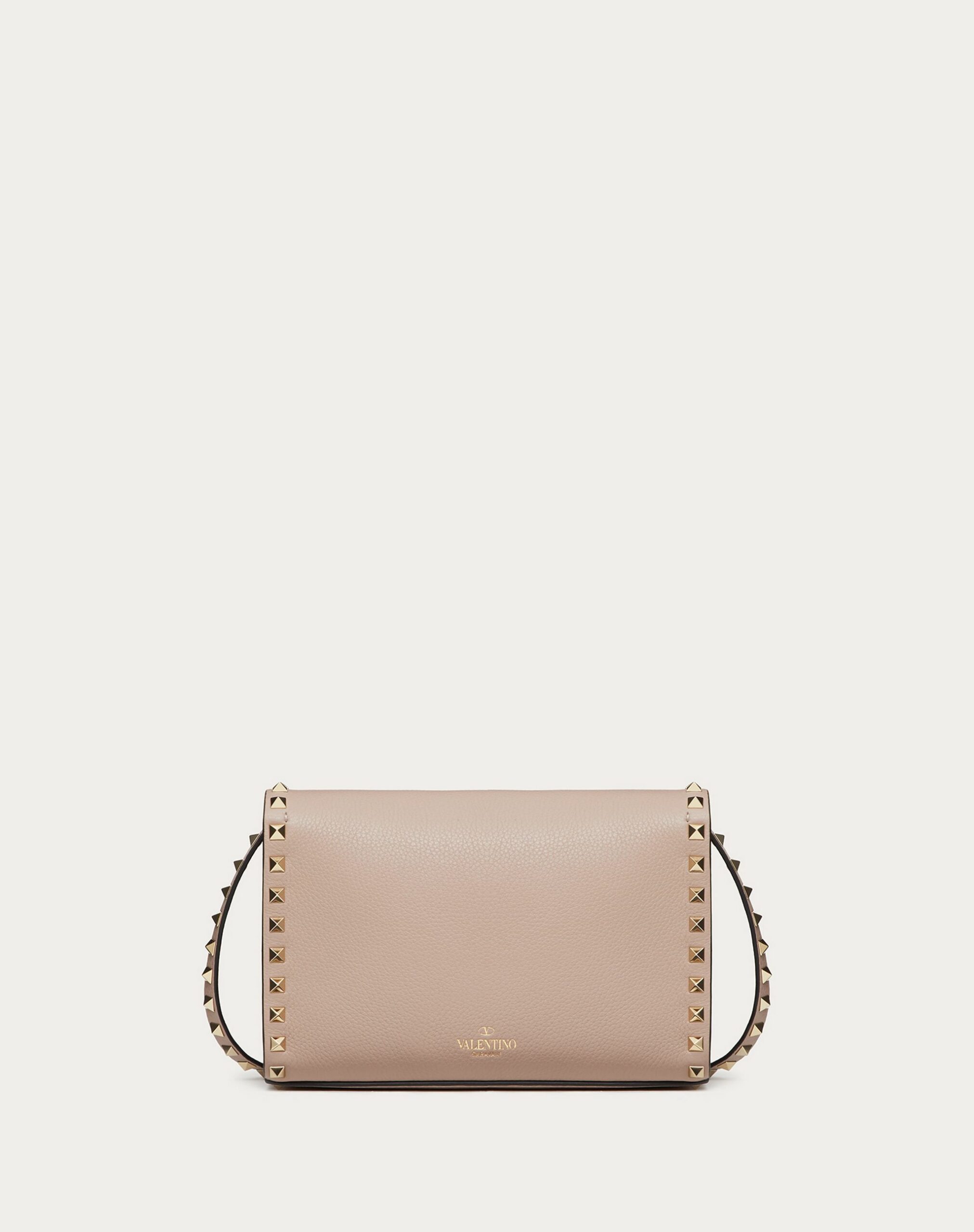 Valentino Small Rockstud Grainy Calfskin Crossbody Bag Poudre (ZW2B0181VSFP45)