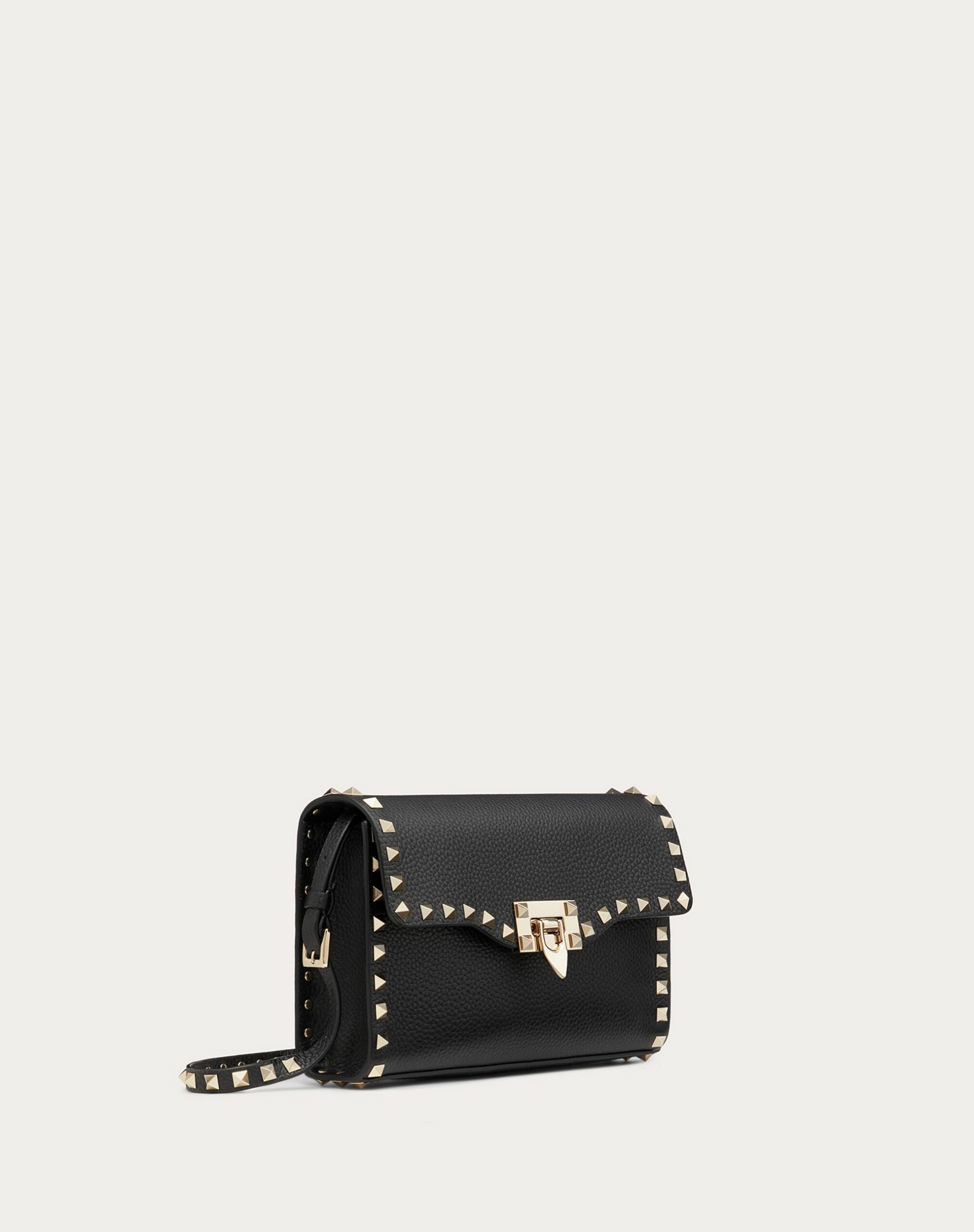 Valentino Small Rockstud Grainy Calfskin Crossbody Bag Black (ZW2B0181VSF0NO)