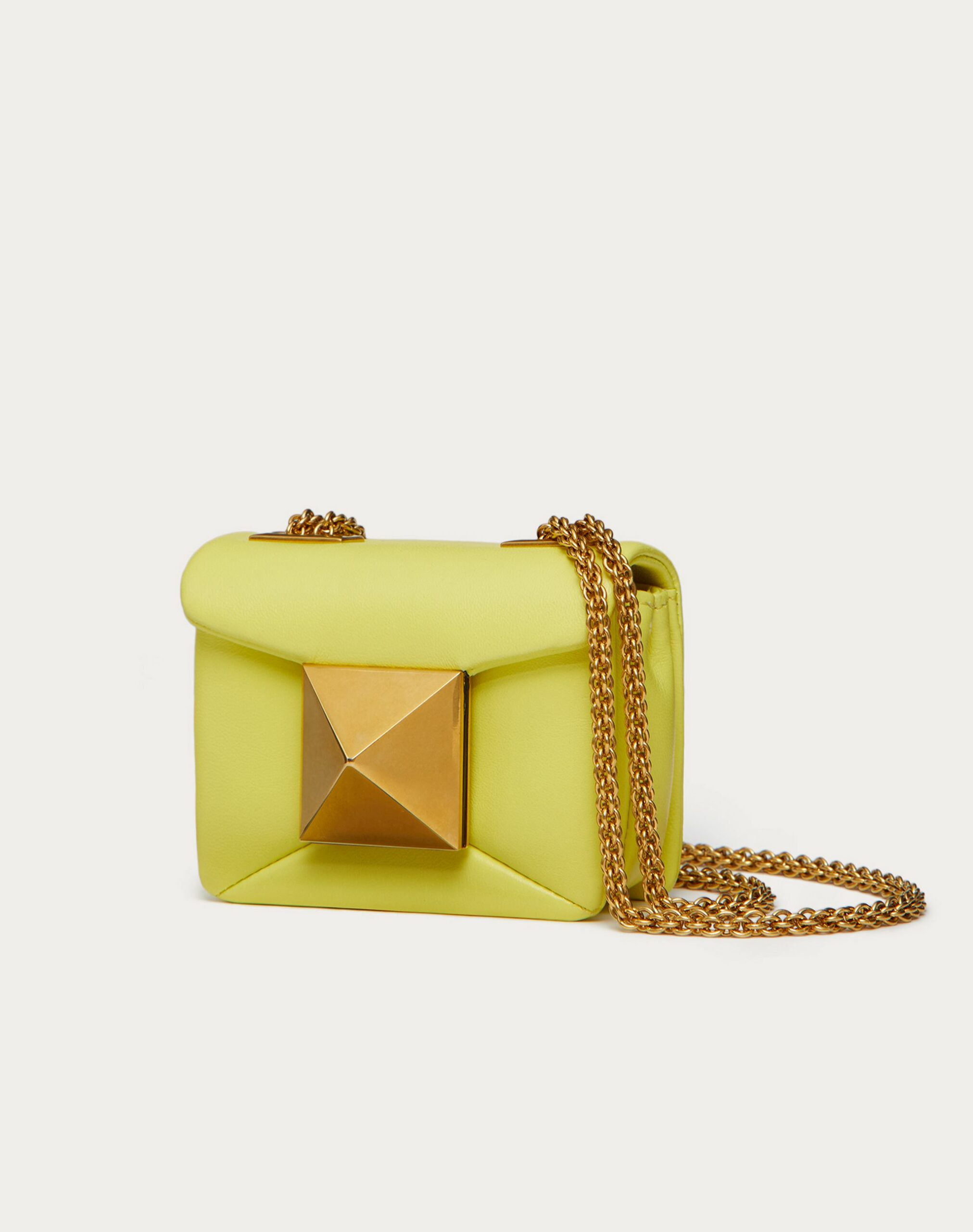 Valentino One Stud Nappa Micro Bag With Chain Yellow (XW0P0X98HHX4V0)