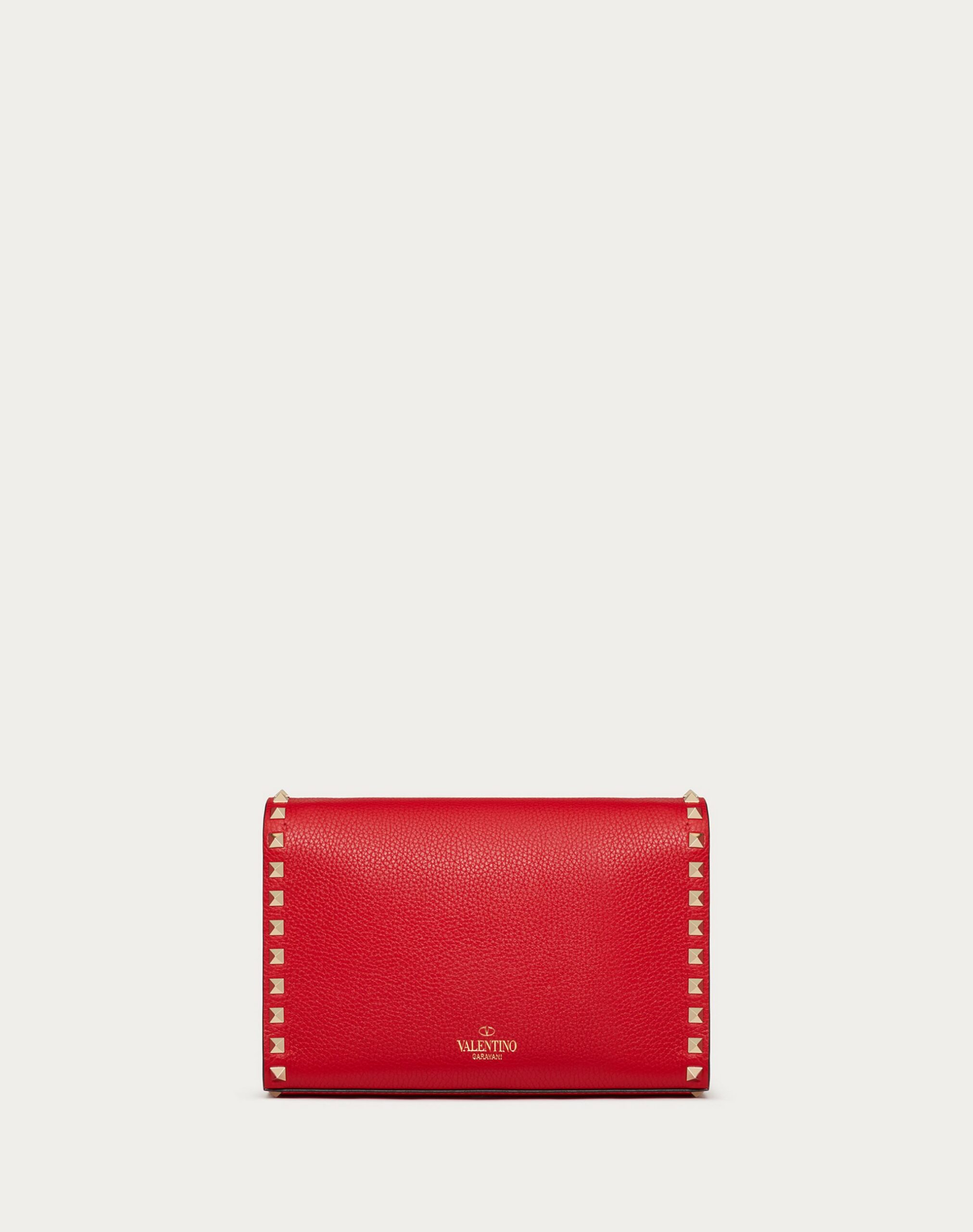 Valentino Small Rockstud Grainy Calfskin Crossbody Bag Rouge Pur (1W2B0181VSFJU5)