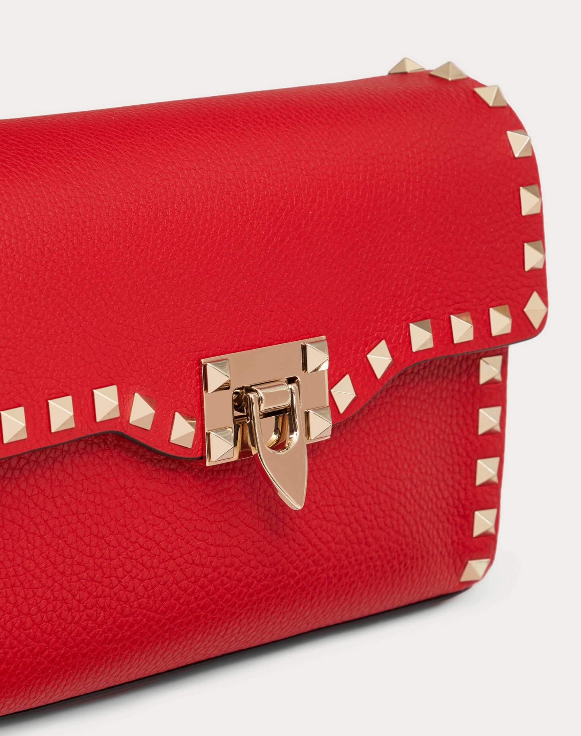 Valentino Small Rockstud Grainy Calfskin Crossbody Bag Rouge Pur (1W2B0181VSFJU5)