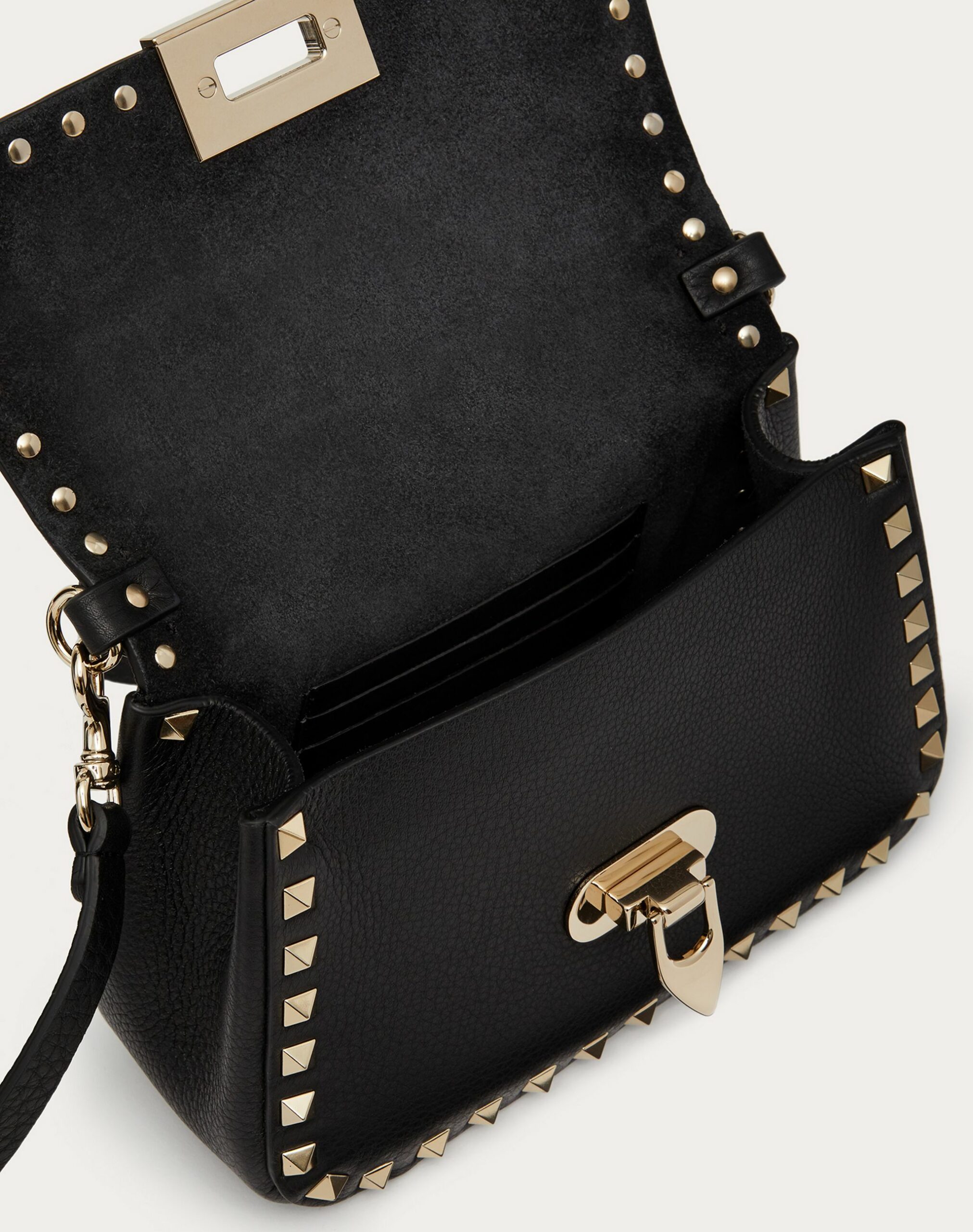 Valentino Small Rockstud Grainy Calfskin Handbag Black (1W2B0I52VSF0NO)