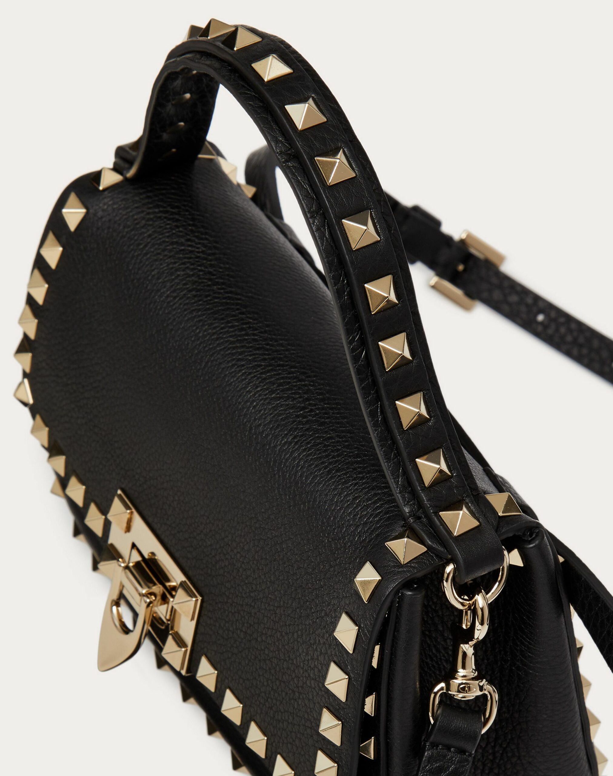 Valentino Small Rockstud Grainy Calfskin Handbag Black (1W2B0I52VSF0NO)