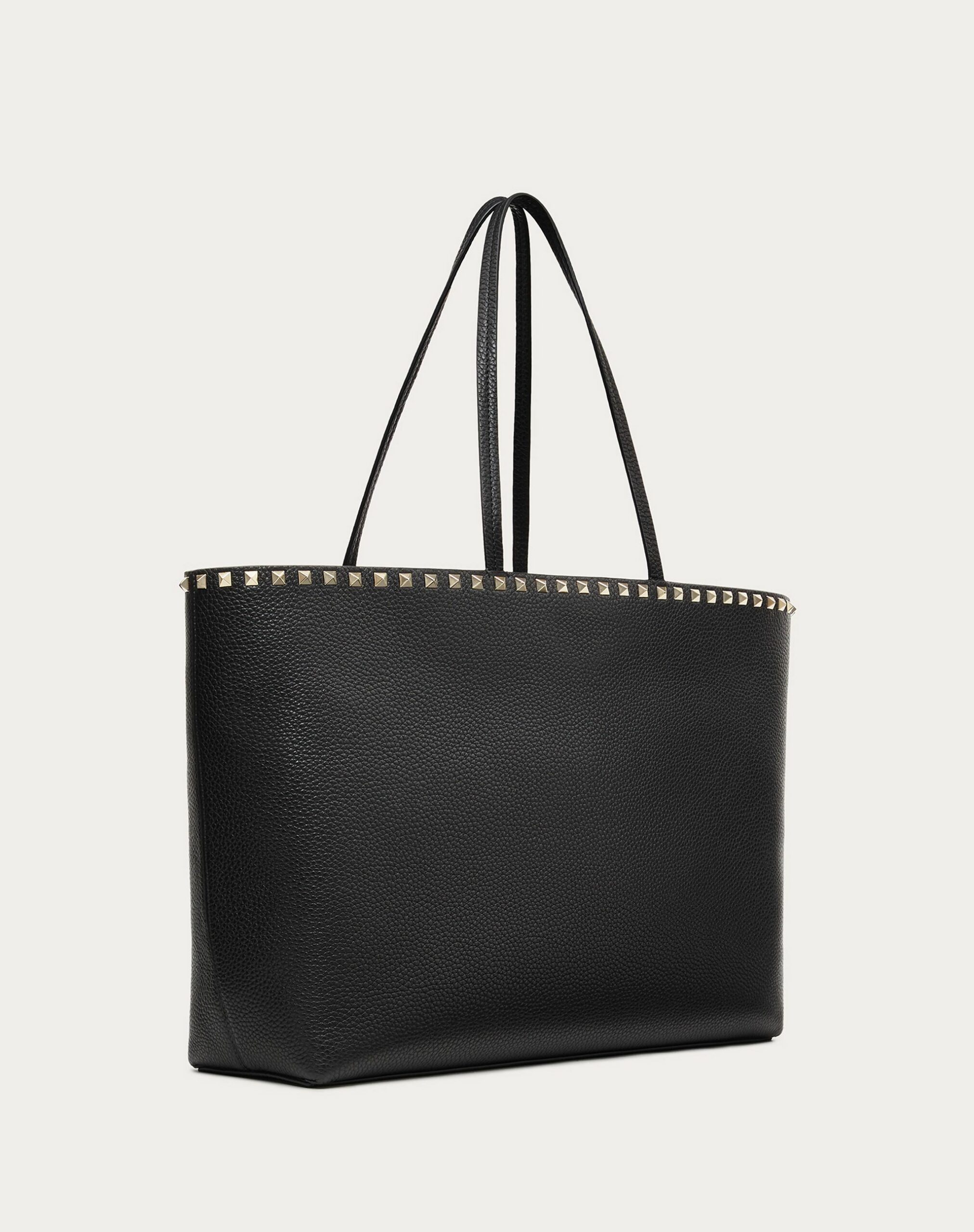 Valentino Large Grain Calfskin Leather Rockstud Shopping Bag Black (ZW2B0B70VSF0NO)