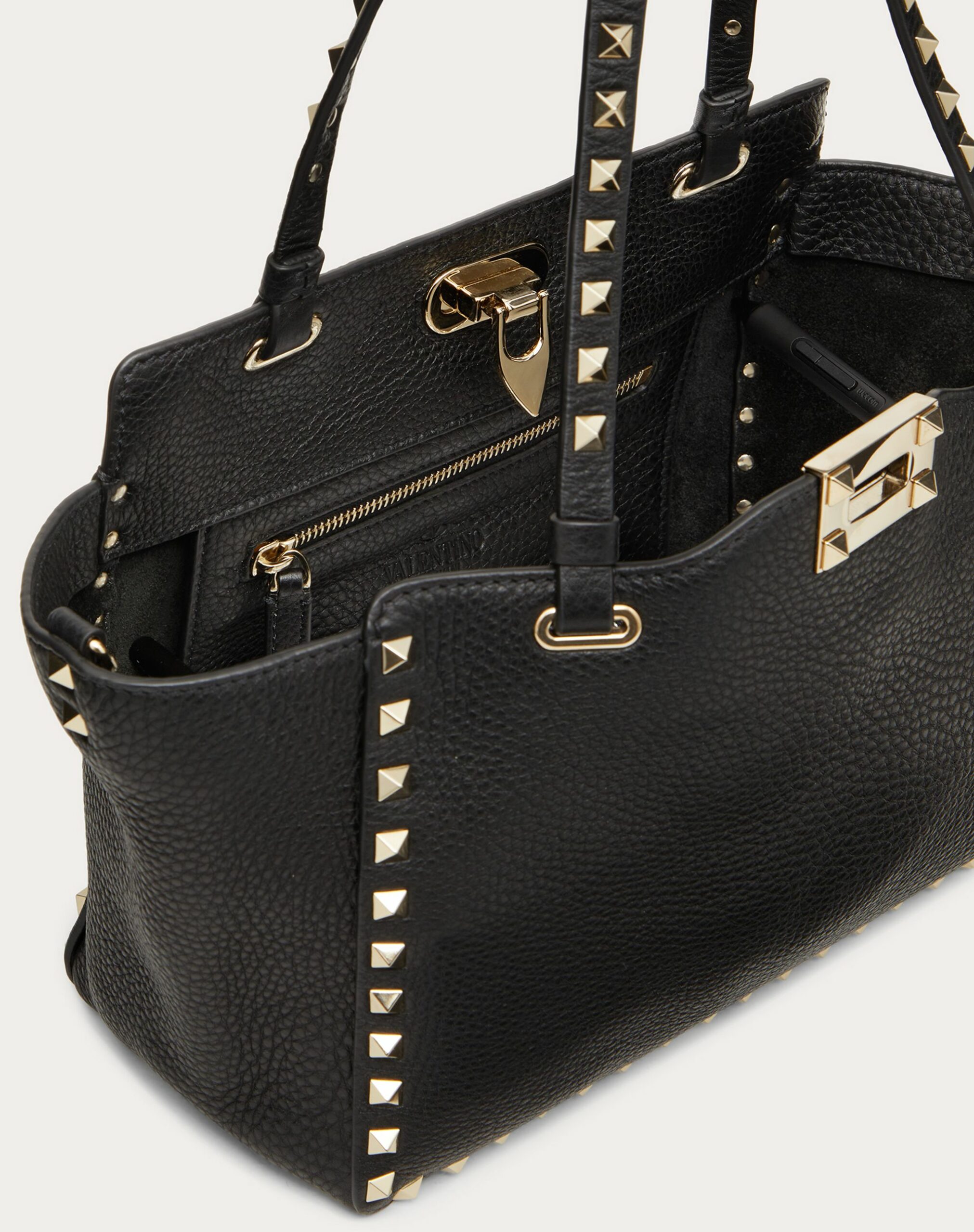 Valentino Small Grain Calfskin Leather Rockstud Bag Black (ZW2B0037VSF0NO)