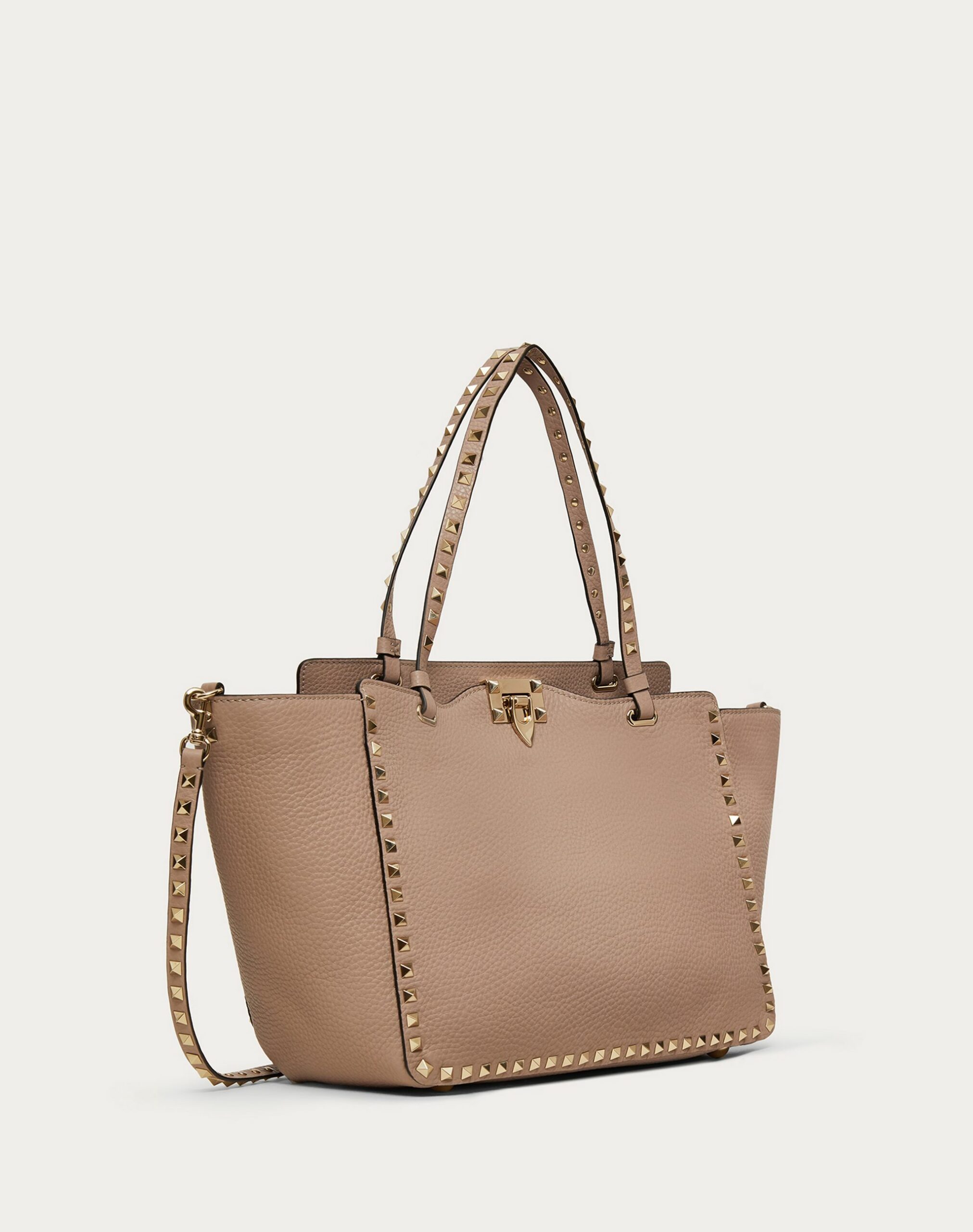 Valentino Medium Grainy Calfskin Rockstud Bag Poudre (XW2B0970VSFP45)