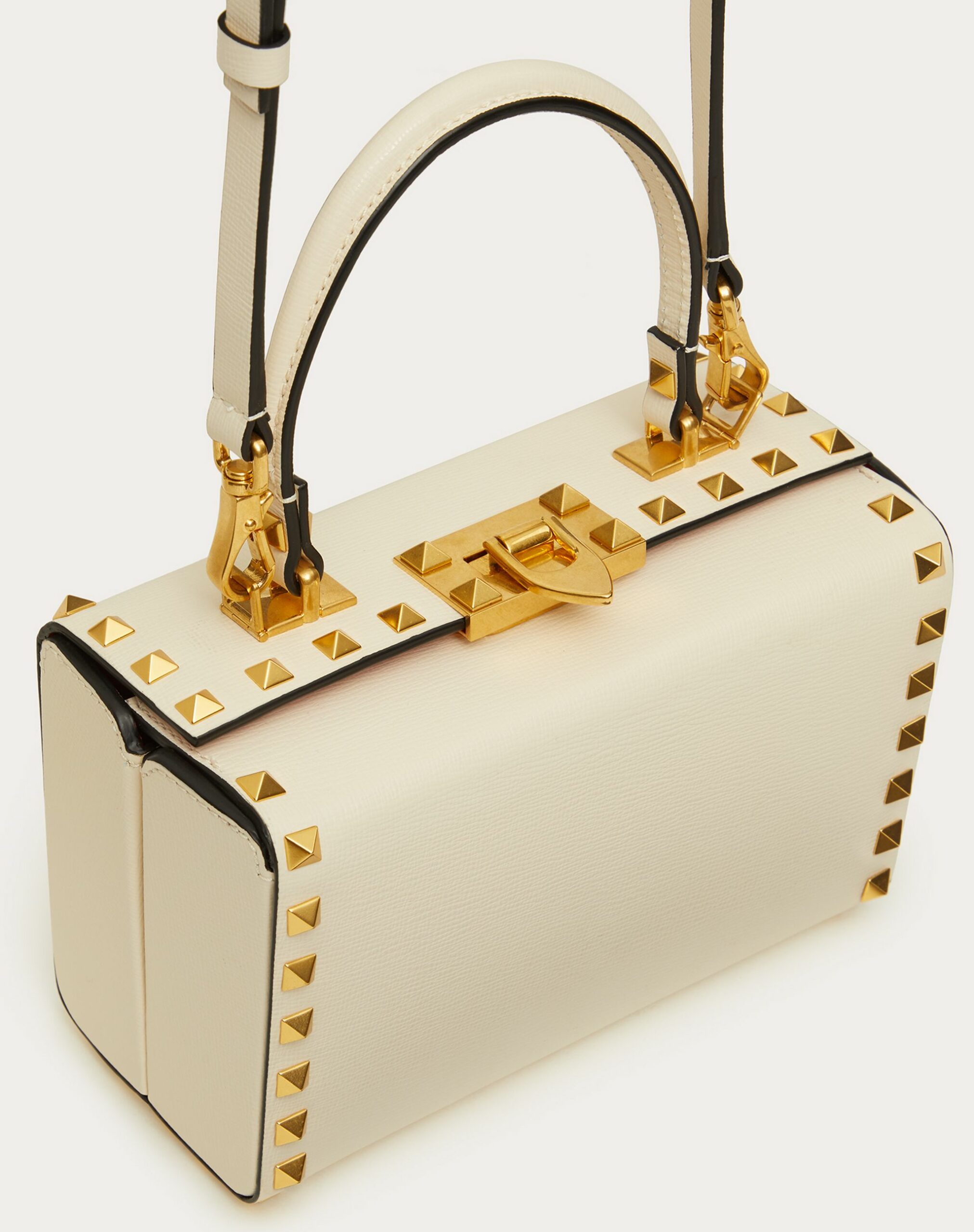 Valentino Rockstud Grainy Calfskin Box Bag Light Ivory (WW0B0J73WAXI16)