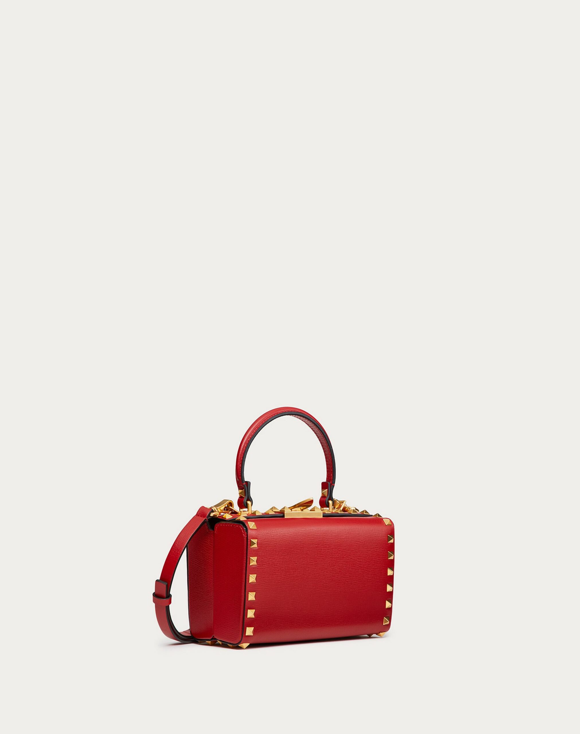 Valentino Rockstud Grainy Calfskin Box Bag Rosso Valentino (WW2B0J73WAXJU5)