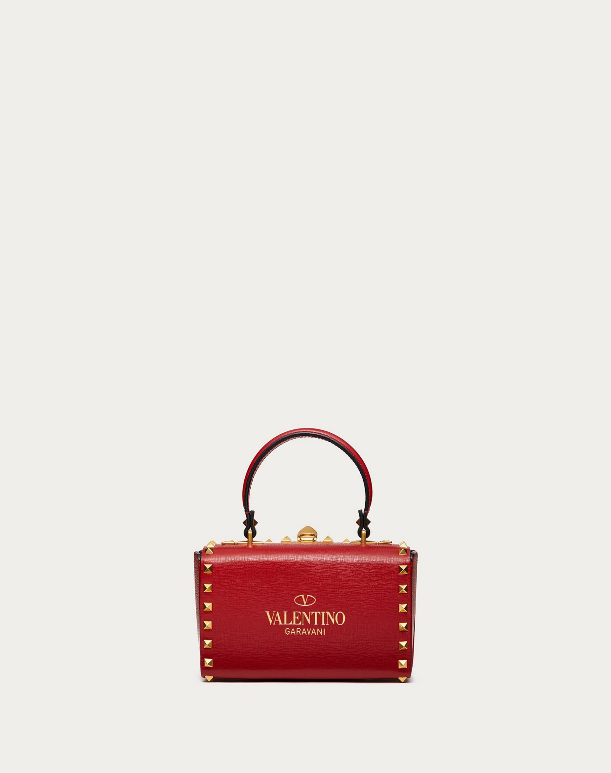 Valentino Rockstud Grainy Calfskin Box Bag Rosso Valentino (WW2B0J73WAXJU5)