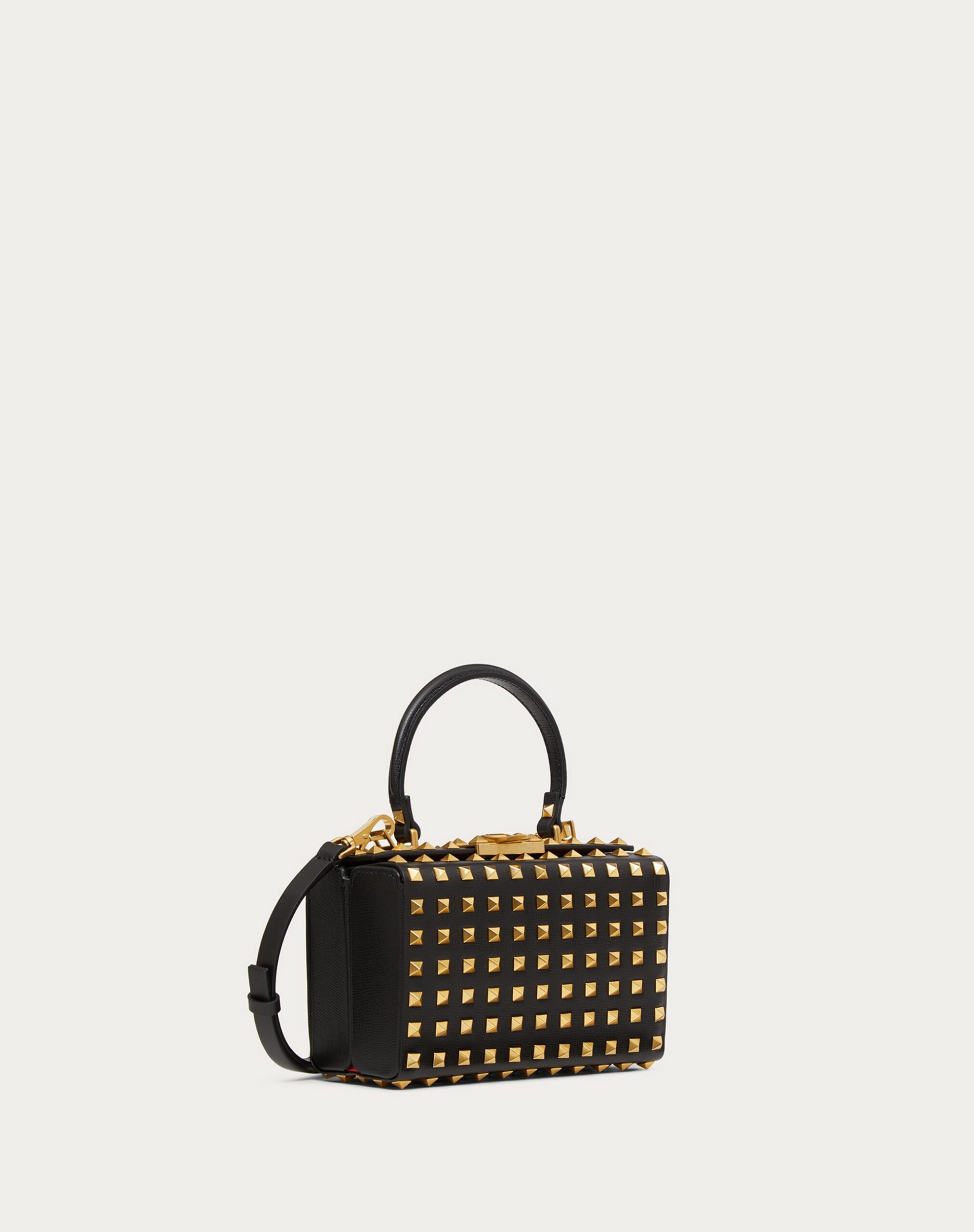 Valentino Rockstud Grainy Calfskin Box Bag With All-over Studs Black (WW2B0J73DAN0NO)