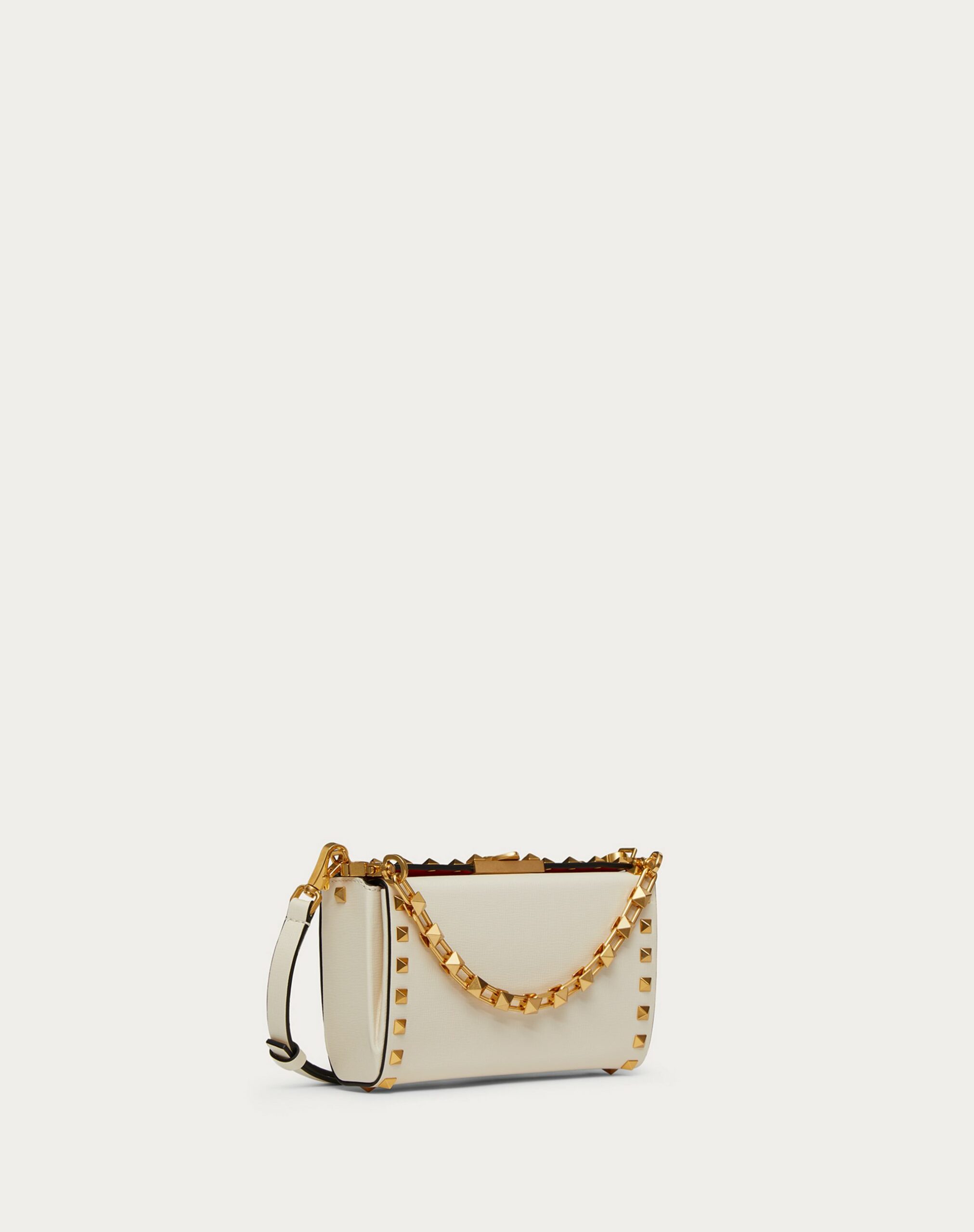 Valentino Rockstud Grainy Calfskin Clutch Light Ivory (WW0B0J89WAXI16)