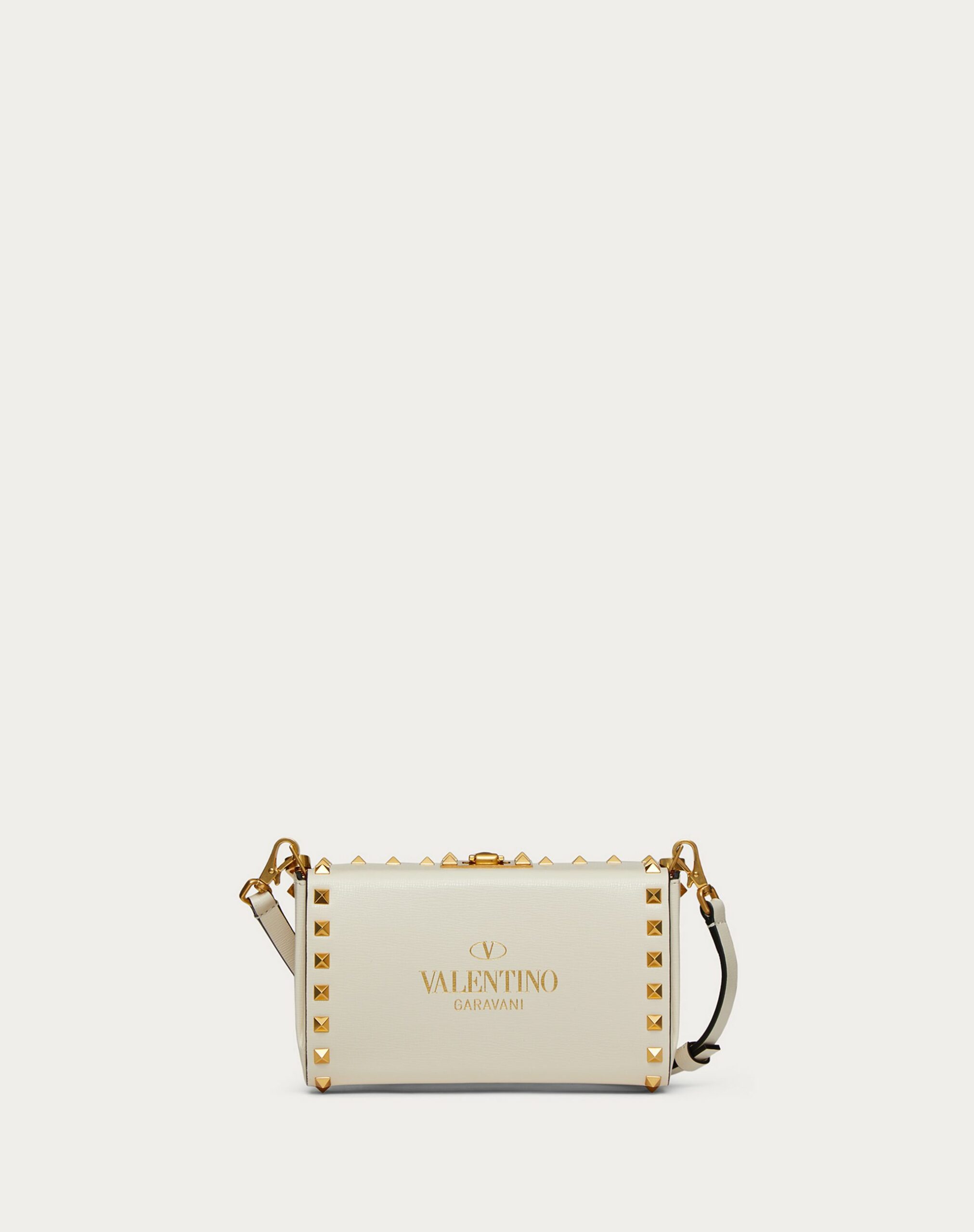 Valentino Rockstud Grainy Calfskin Clutch Light Ivory (WW0B0J89WAXI16)