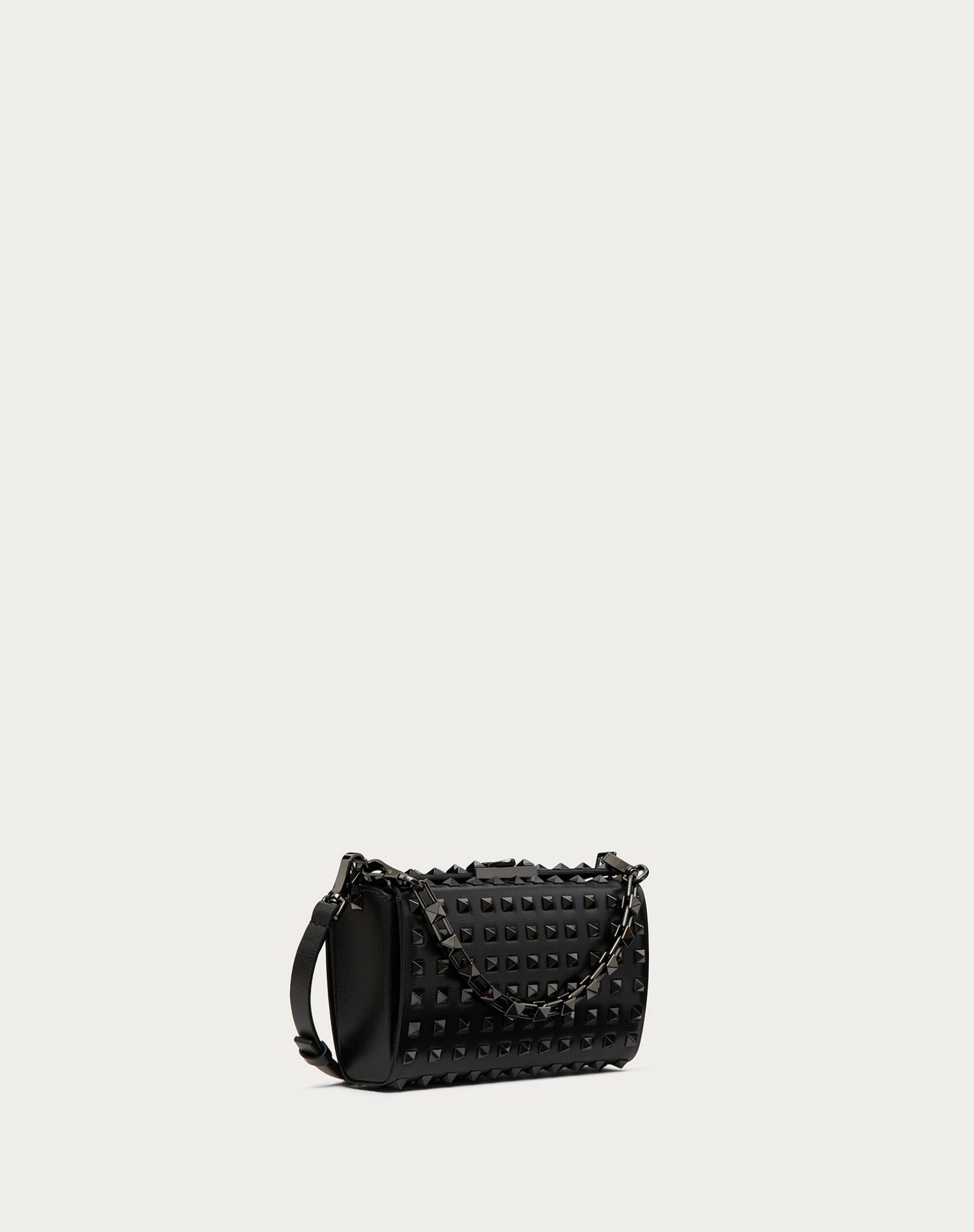 Valentino Rockstud Grainy Calfskin Clutch With All-over Studs Black (WW0B0J89IJA0NO)