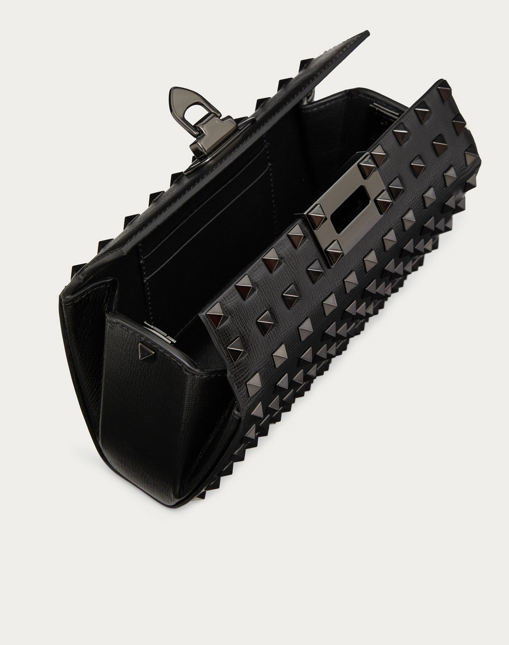 Valentino Rockstud Grainy Calfskin Clutch With All-over Studs Black (WW0B0J89IJA0NO)