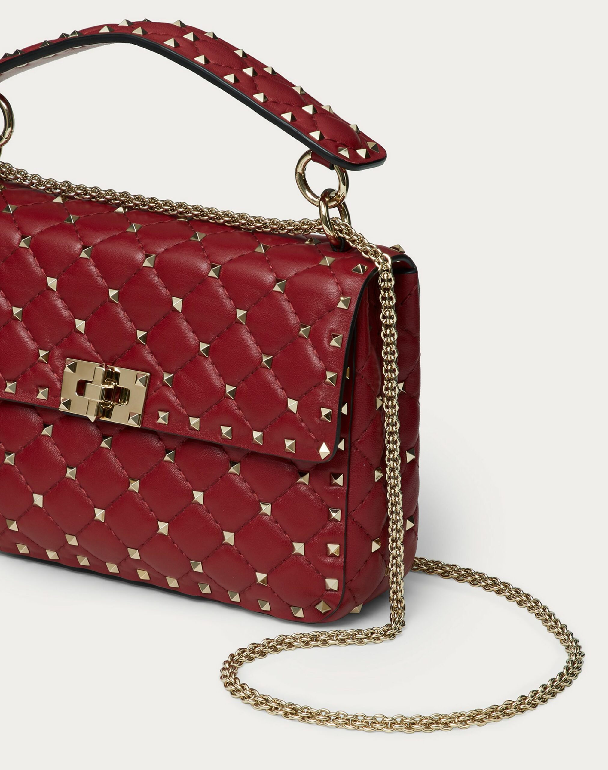 Valentino Medium Rockstud Spike Nappa Leather Bag Rosso Valentino (ZW2B0122NAP0RO)