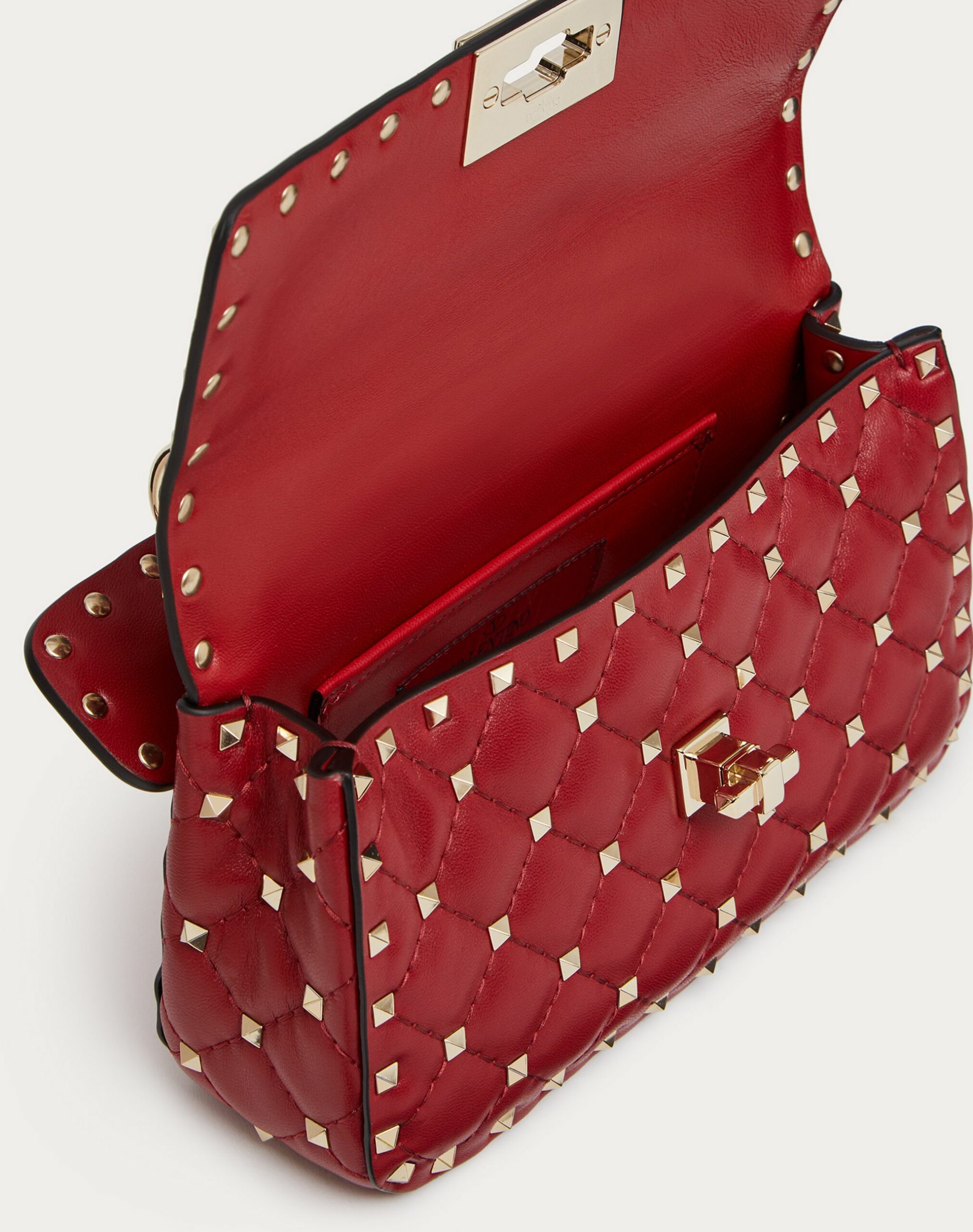 Valentino Small Rockstud Spike Nappa Leather Bag Rosso Valentino (ZW2B0123NAP0RO)