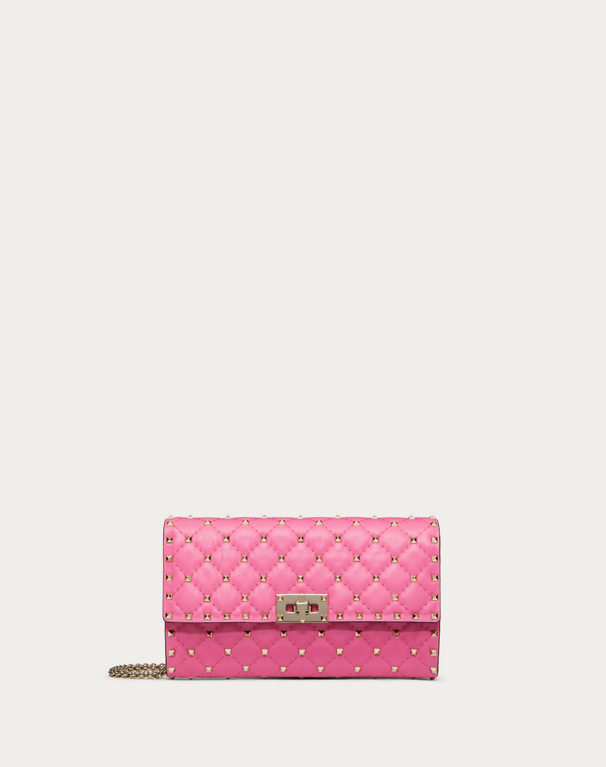 Valentino Rockstud Spike Nappa Leather Crossbody Clutch Bag Pink (XW2B0137NAPHW4)