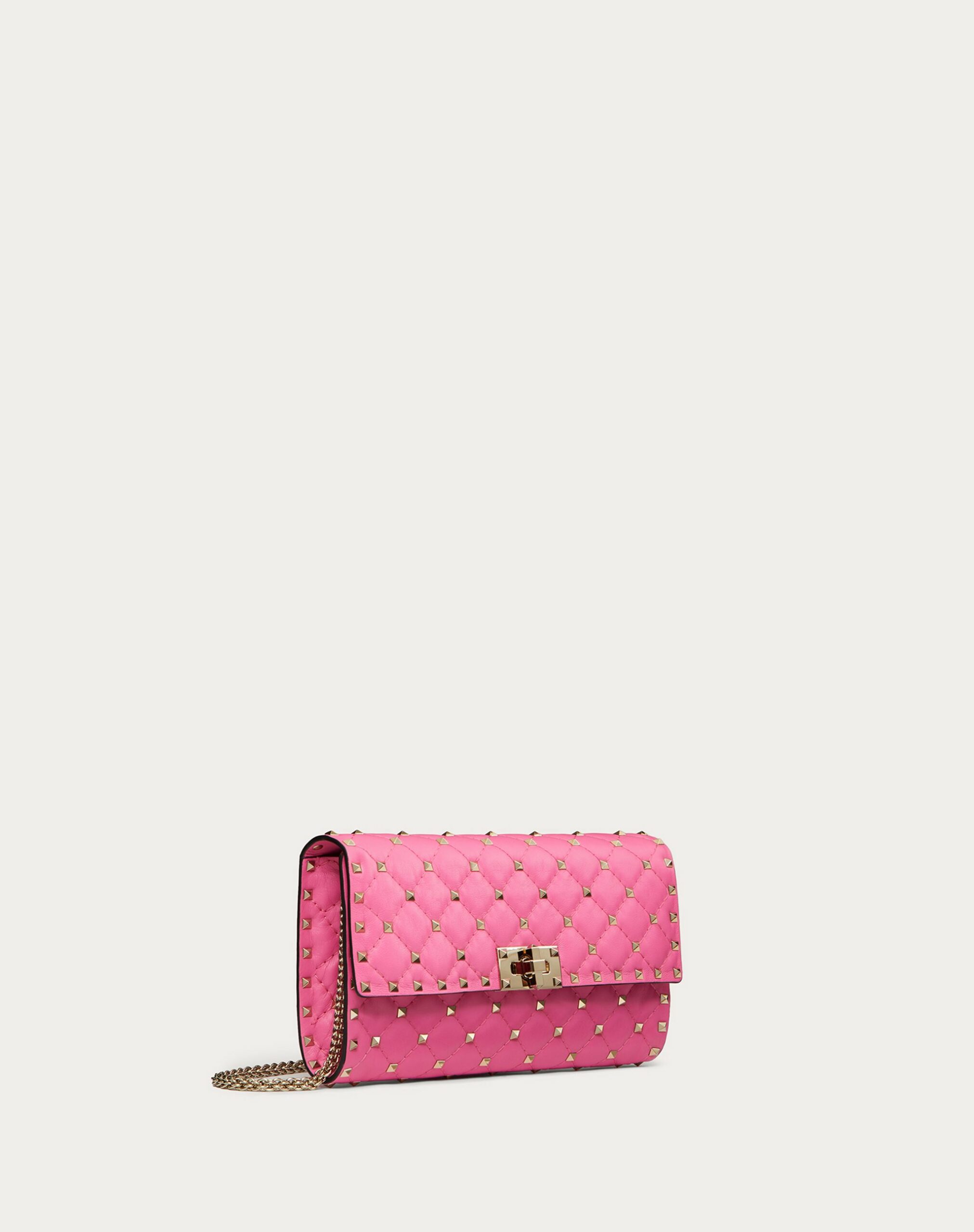 Valentino Rockstud Spike Nappa Leather Crossbody Clutch Bag Pink (XW2B0137NAPHW4)