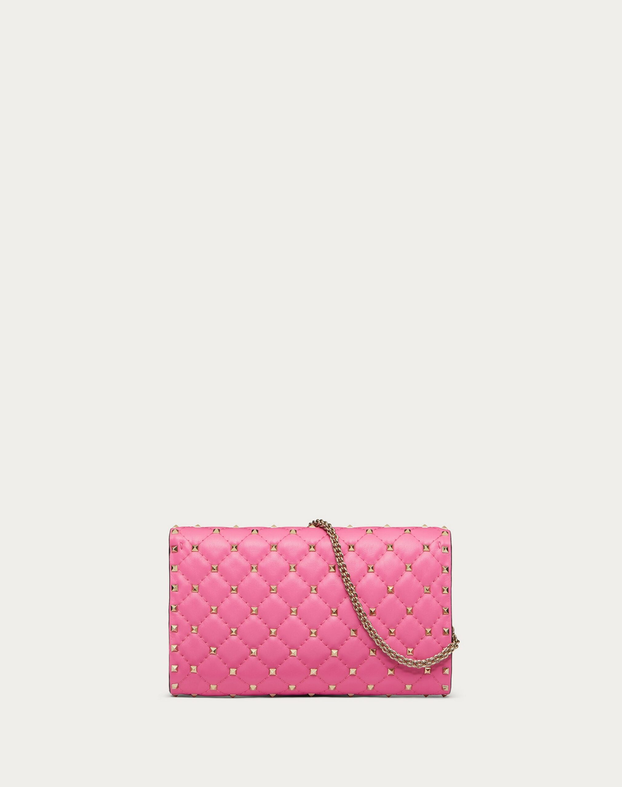 Valentino Rockstud Spike Nappa Leather Crossbody Clutch Bag Pink (XW2B0137NAPHW4)