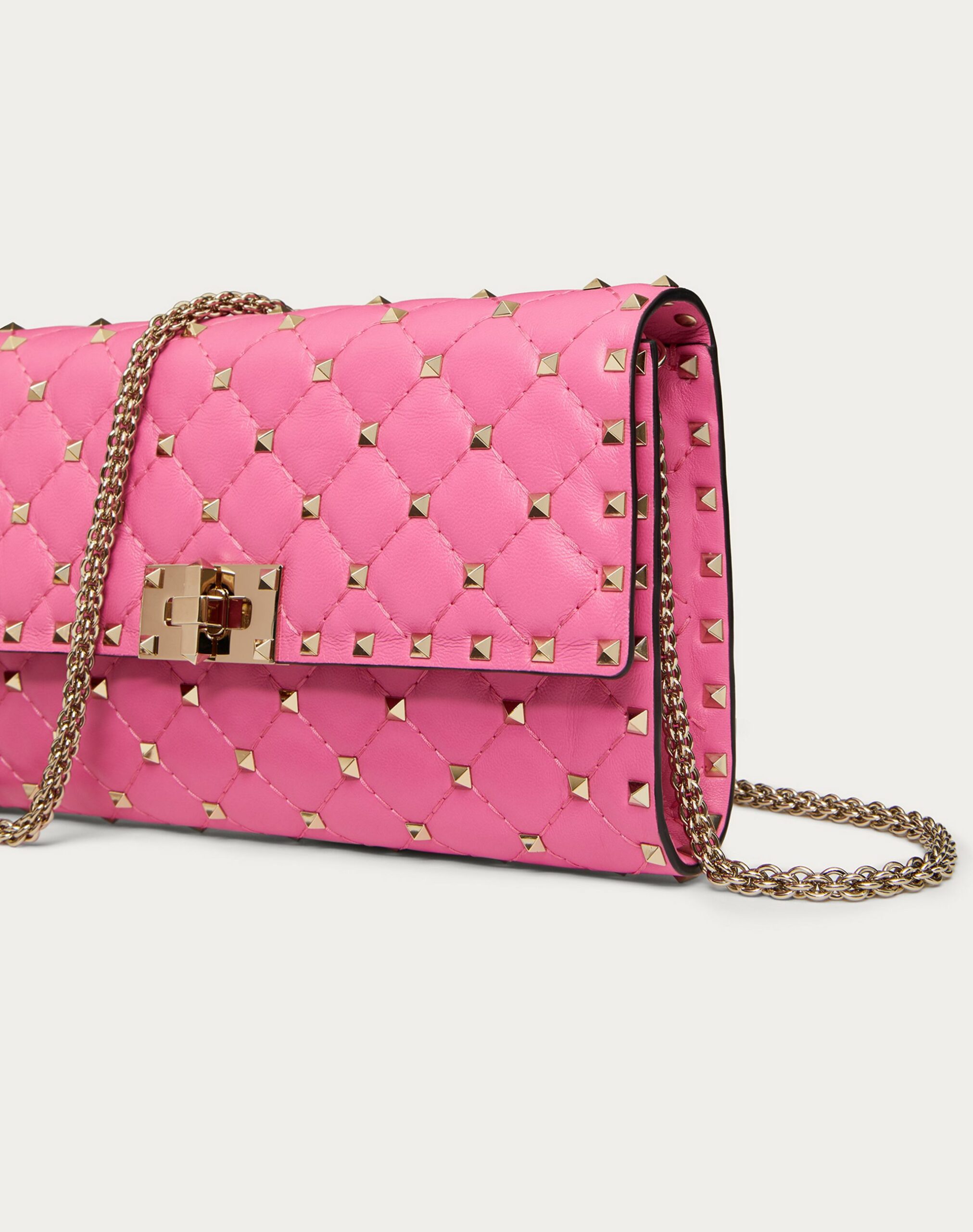 Valentino Rockstud Spike Nappa Leather Crossbody Clutch Bag Pink (XW2B0137NAPHW4)