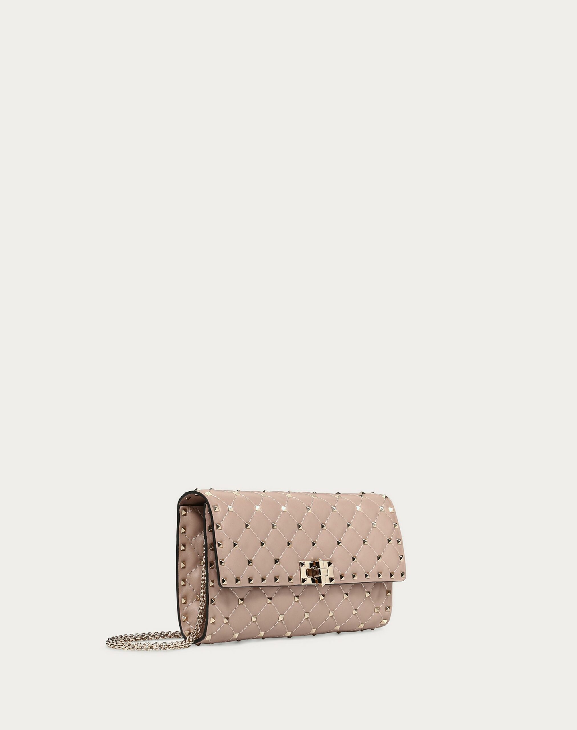 Valentino Rockstud Spike Nappa Leather Crossbody Clutch Bag Poudre (ZW2B0137NAPP45)