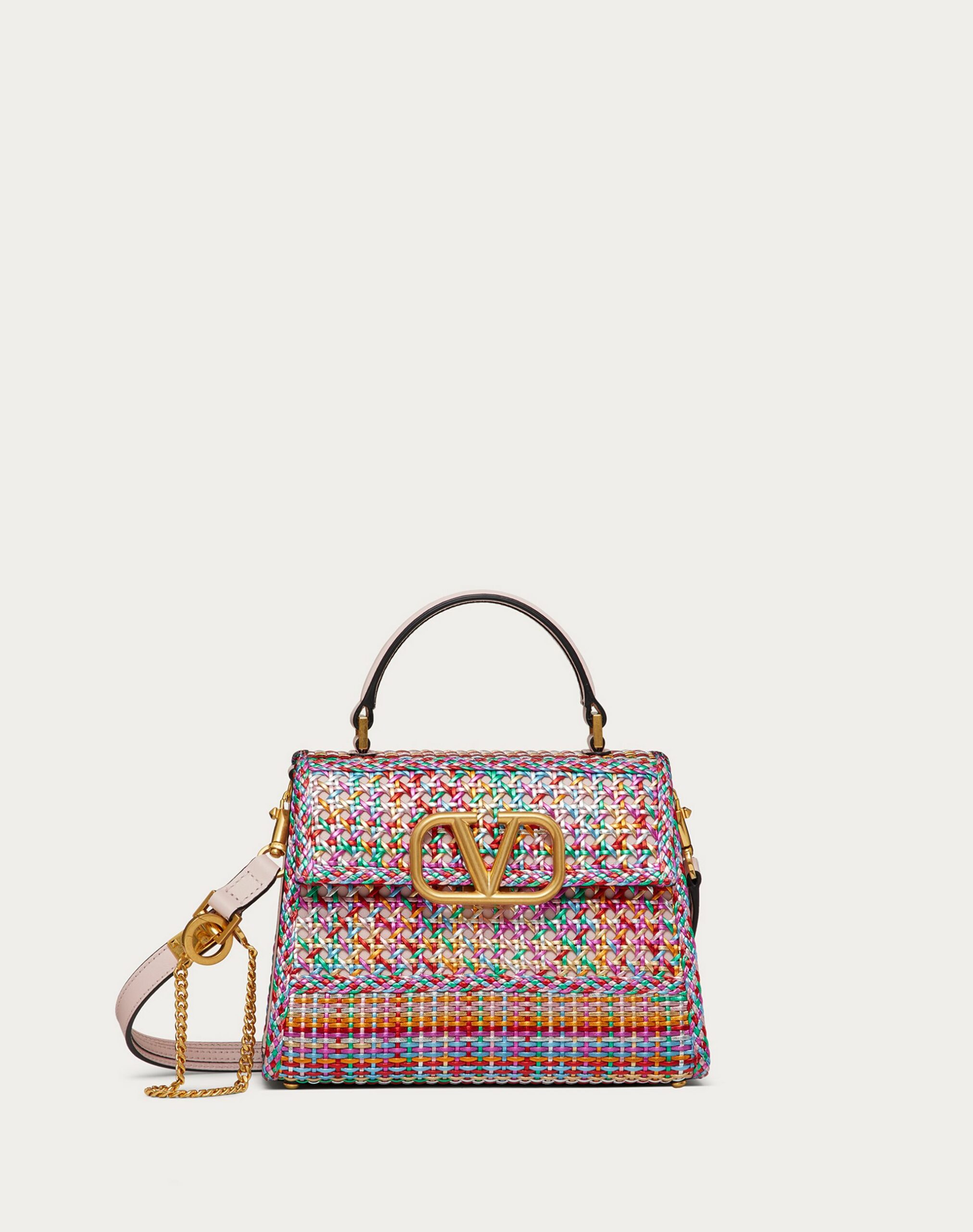 Valentino Small Vsling Handbag In Woven Multicolour Metallic Calfskin Rose Quartz/multicolour (XW2B0F53RQNJ31)