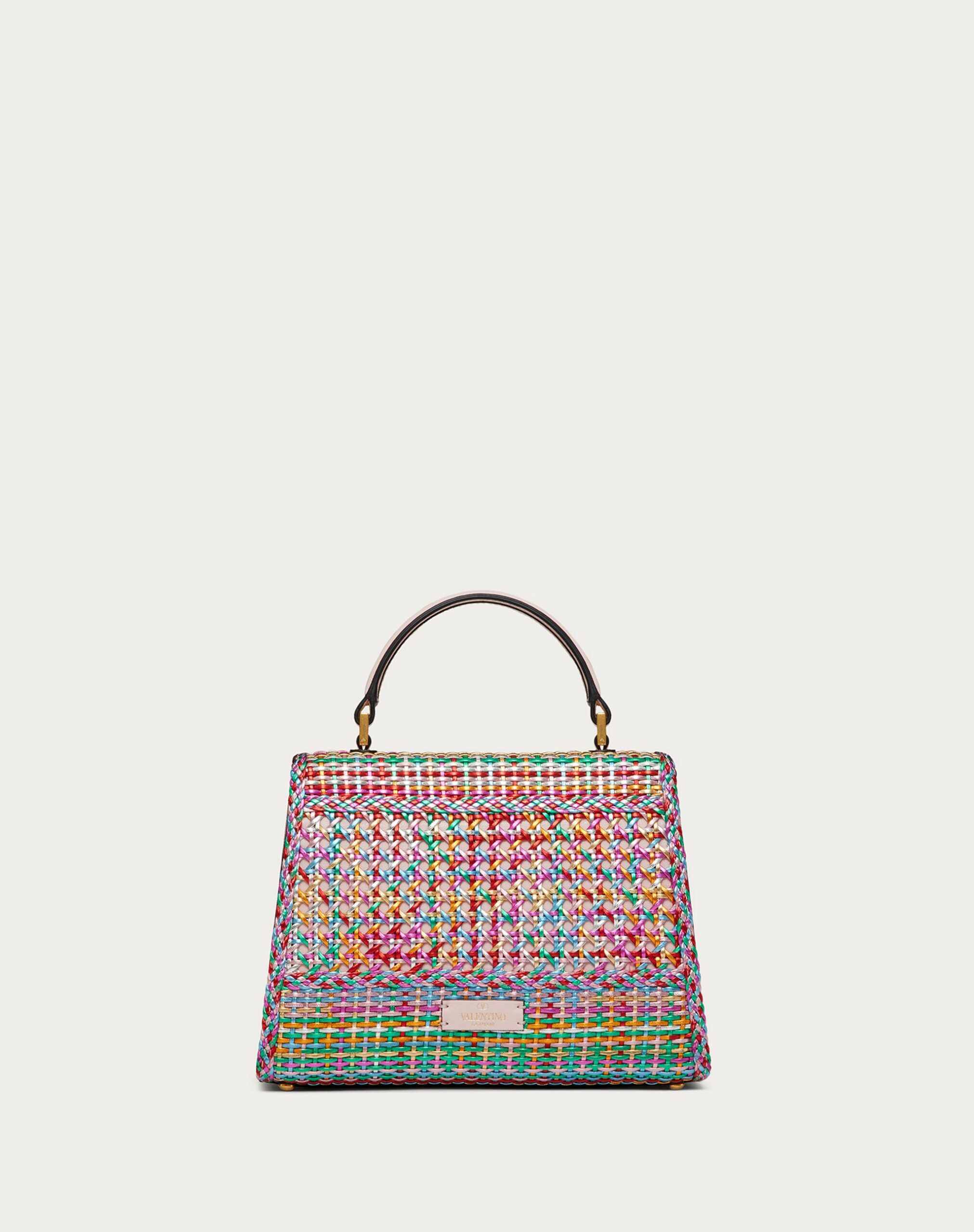 Valentino Small Vsling Handbag In Woven Multicolour Metallic Calfskin Rose Quartz/multicolour (XW2B0F53RQNJ31)