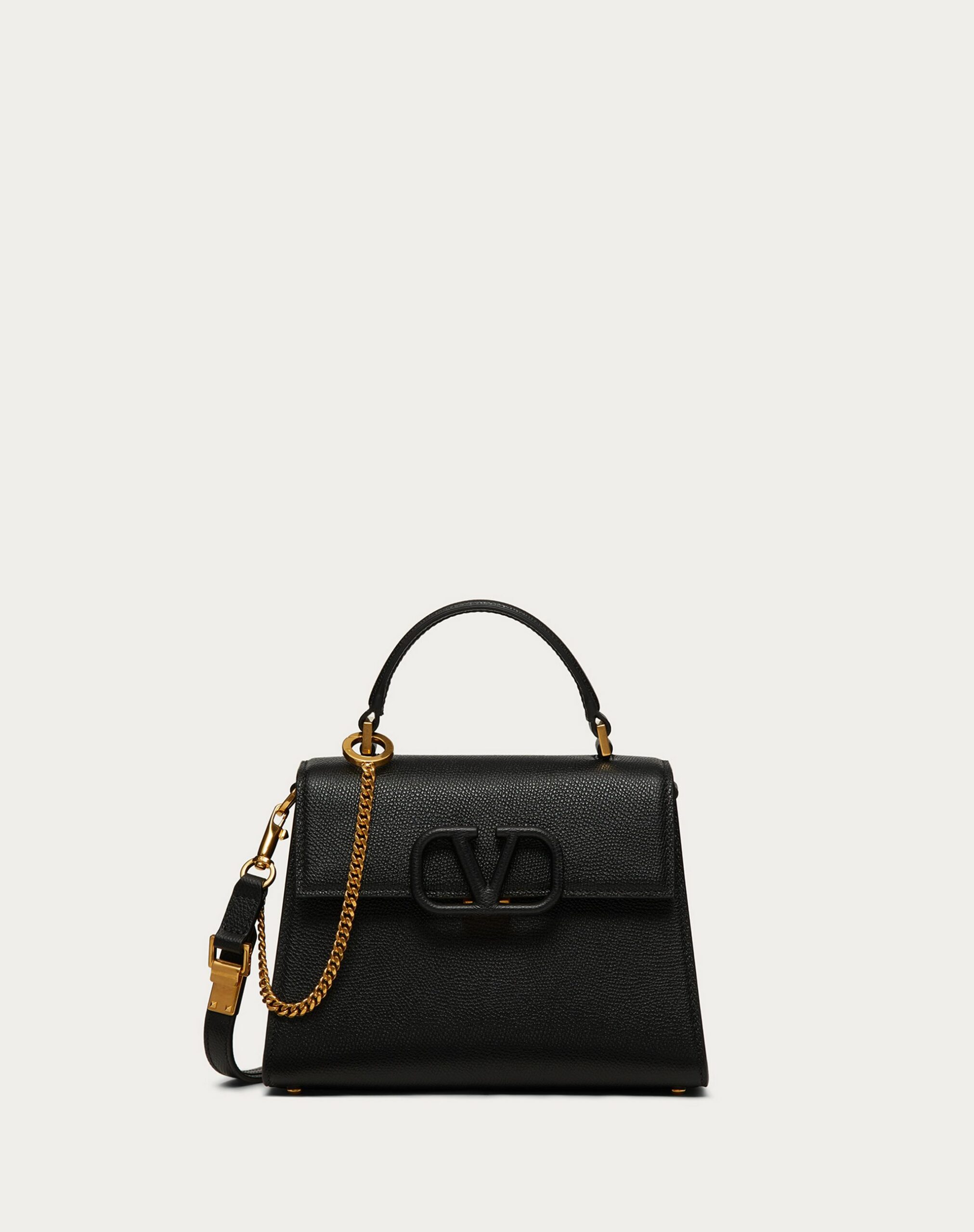 Valentino Small Vsling Grainy Calfskin Handbag Black (ZW2B0F53KGWR82)