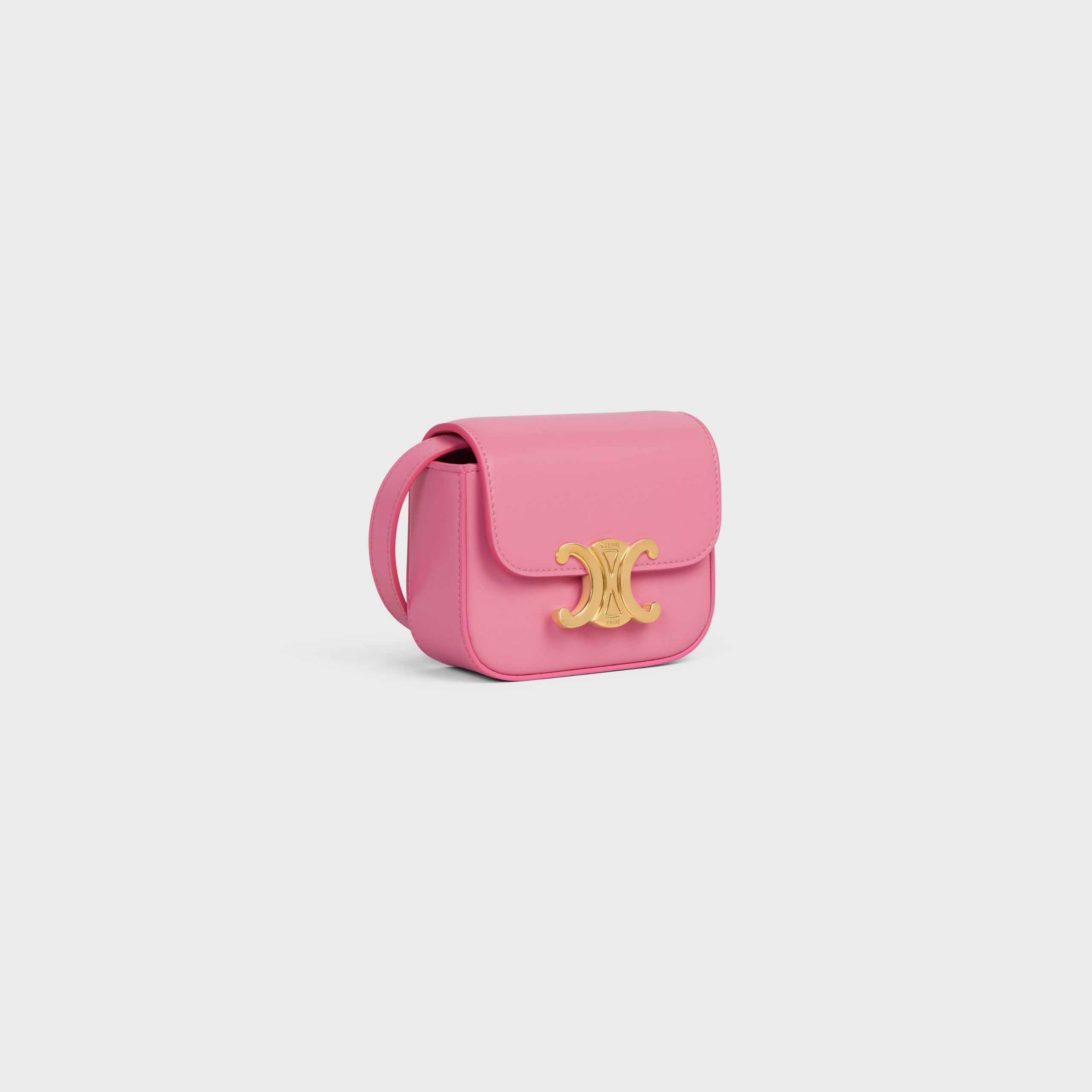 Celine MINI TRIOMPHE In Shiny Calfskin – Flamingo – 10I513DPV.25FO