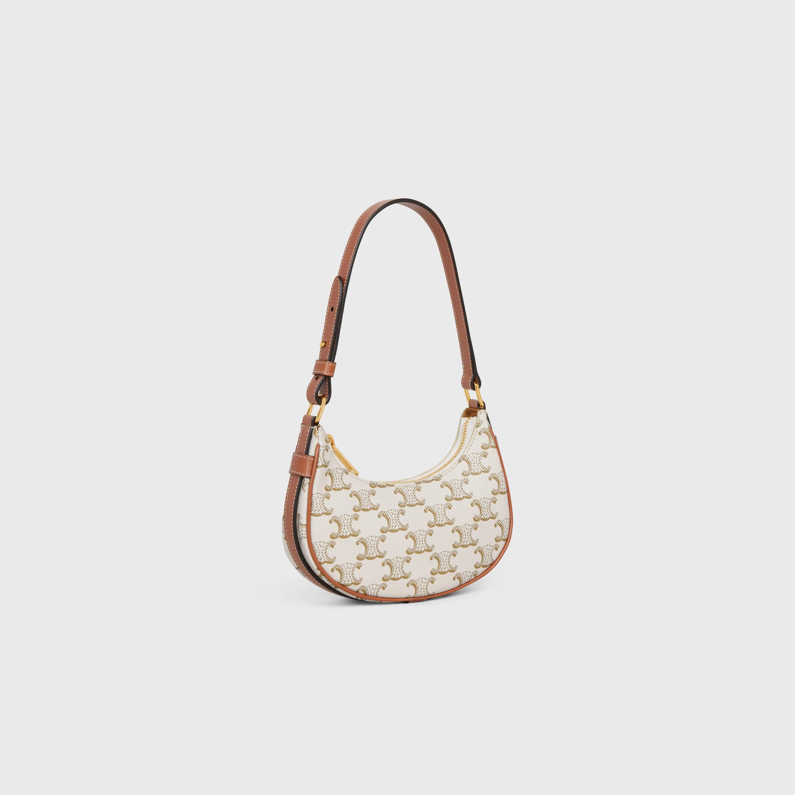 Celine MINI AVA In Triomphe Canvas And Calfskin – White/tan – 10I602DS1.01TA