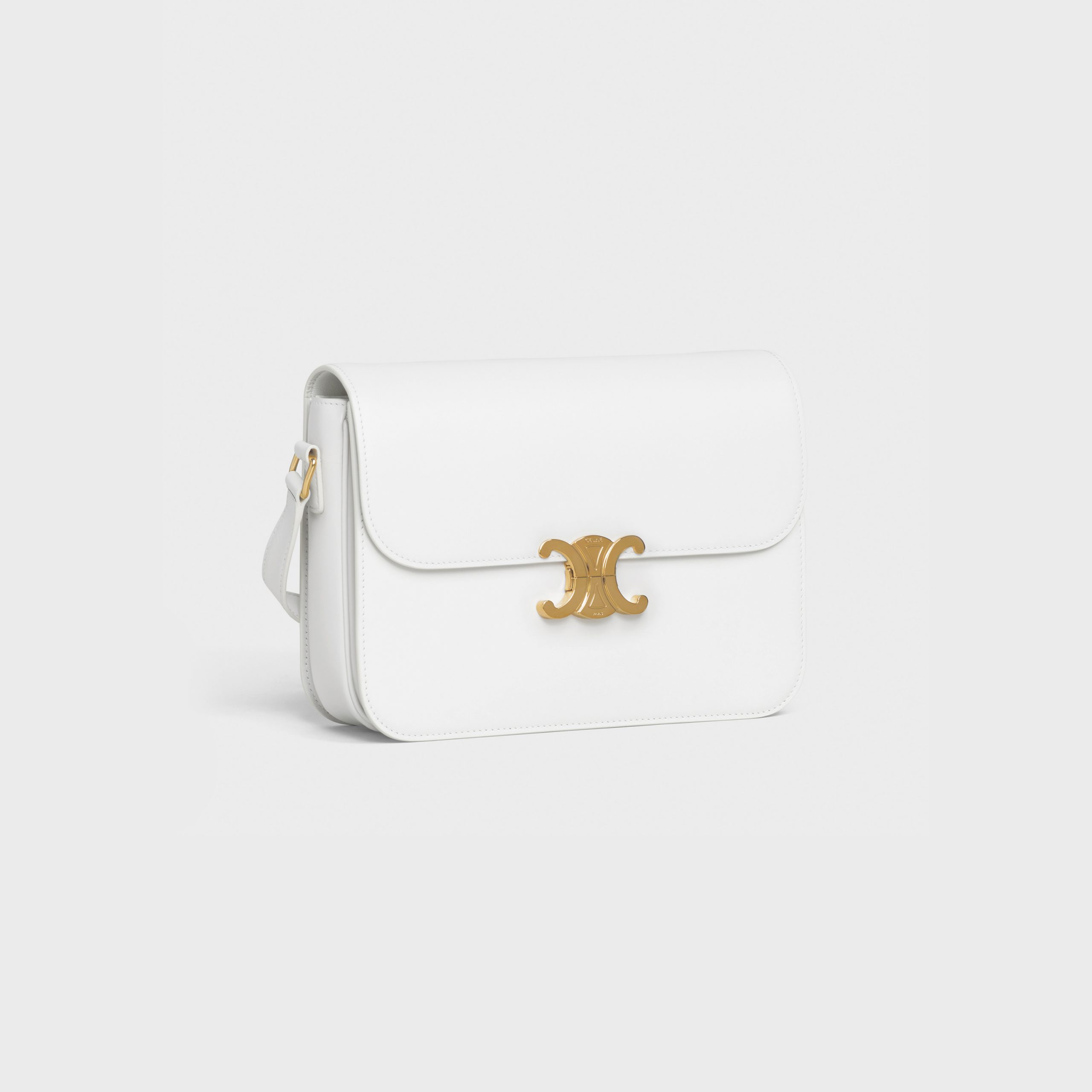 Celine Large Triomphe Bag In Shiny Calfskin – White – 187353BF4.01BC