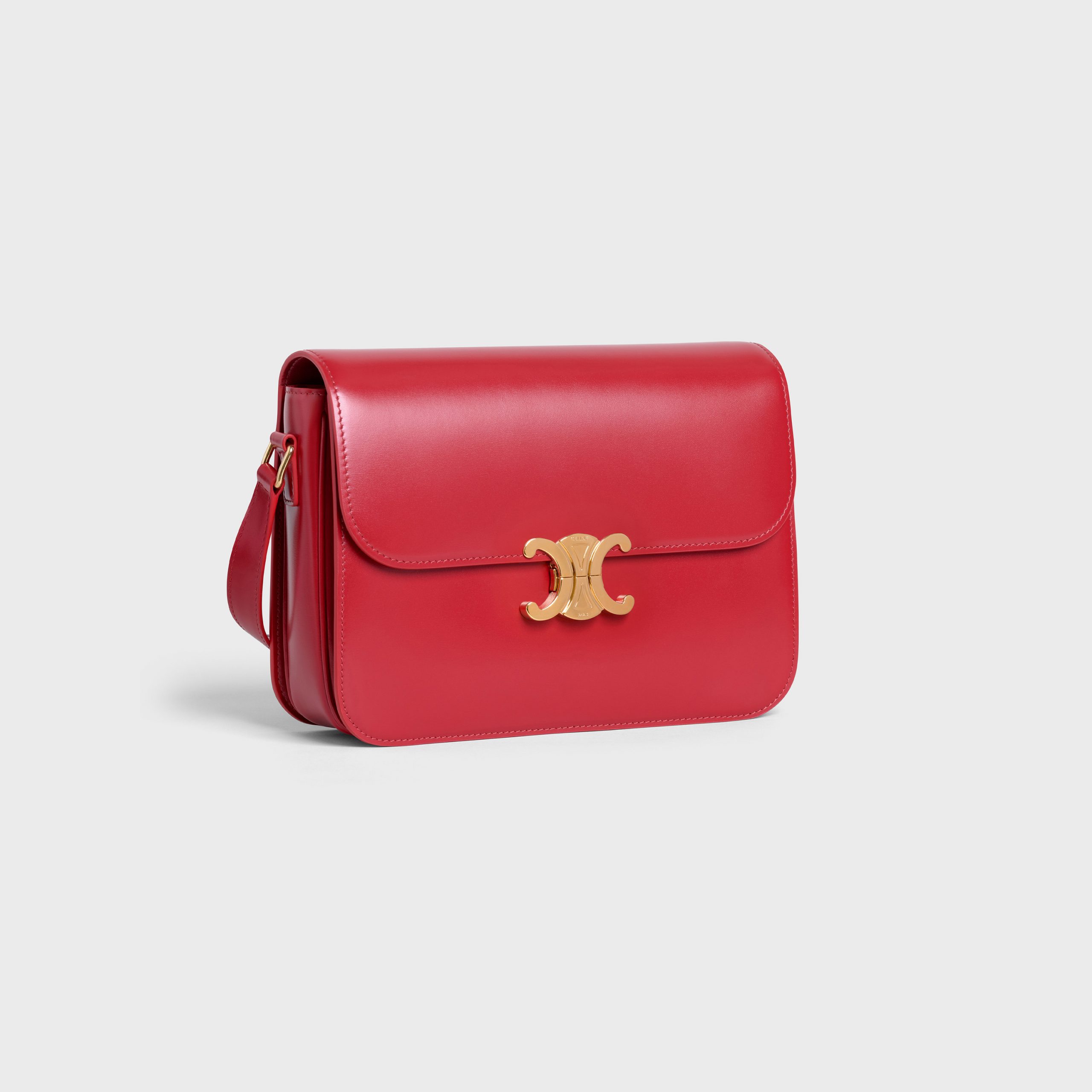 Celine Large Triomphe Bag In Shiny Calfskin – Red – 187353BF4.27ED