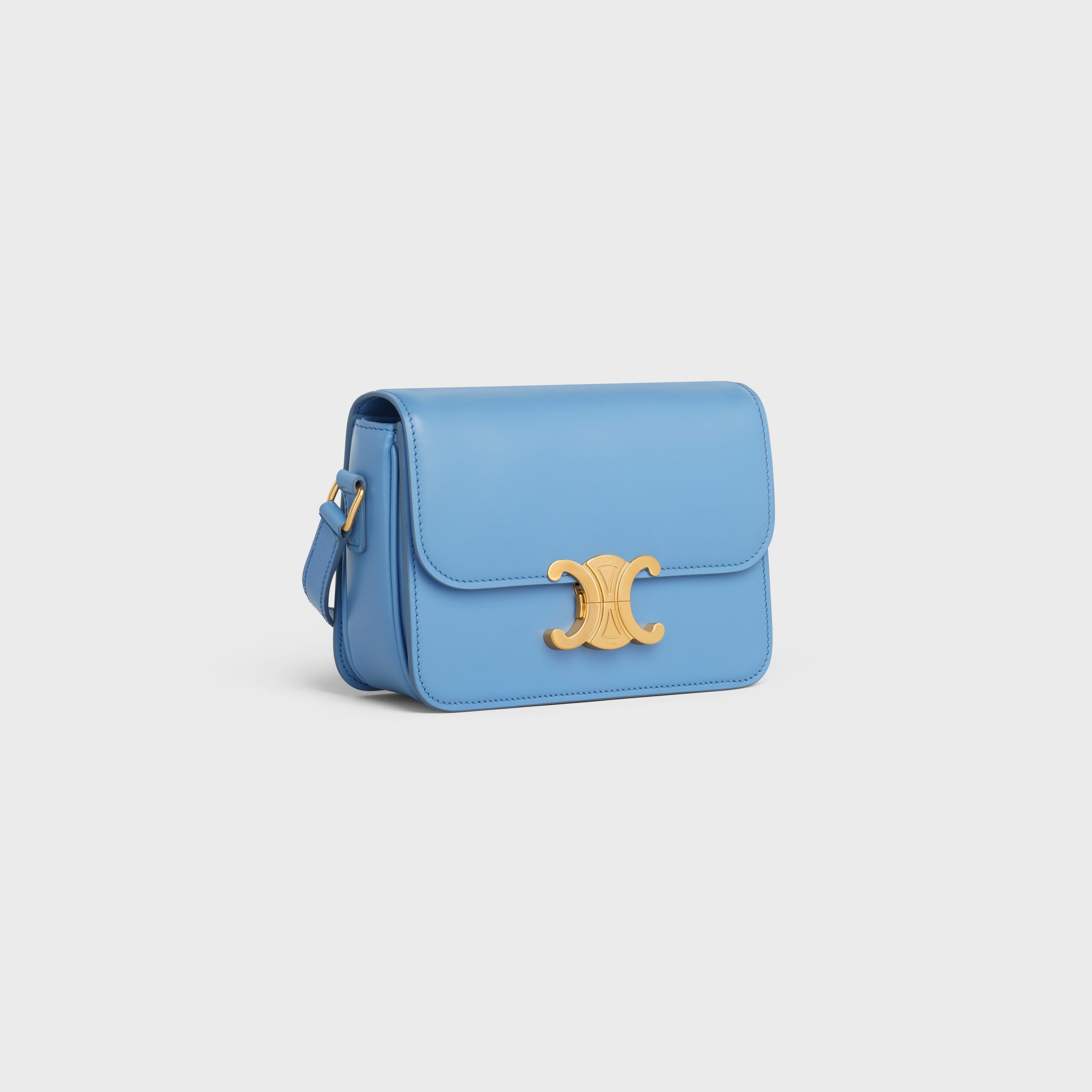 Celine Teen Triomphe Bag In Shiny Calfskin – Azure – 188423BF4.07ZA