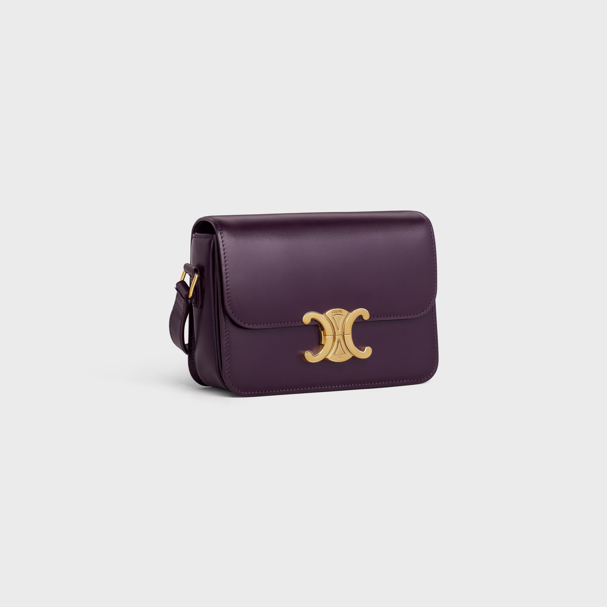 Celine Teen Triomphe Bag In Shiny Calfskin – Aubergine – 188423BF4.28AU