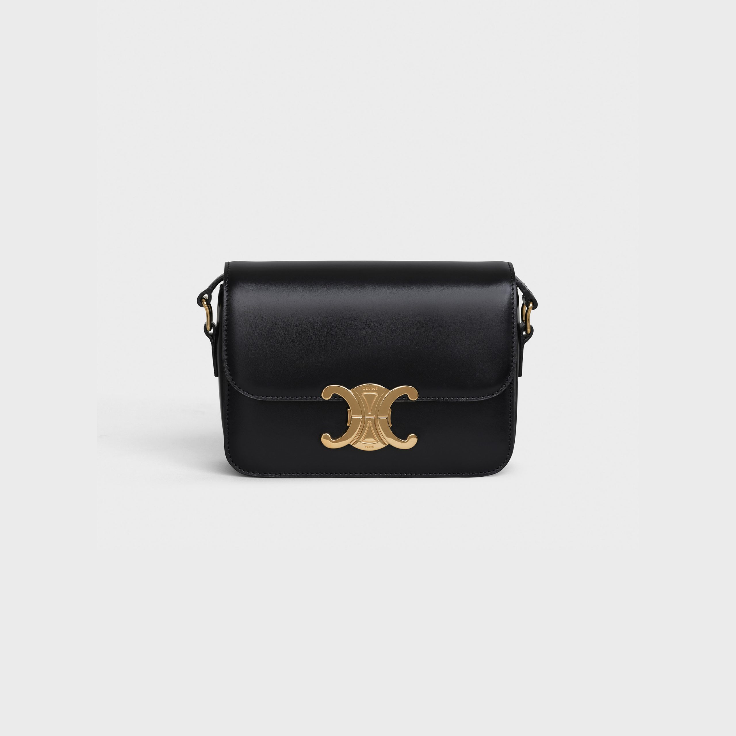 Celine Teen Triomphe Bag In Shiny Calfskin – Black – 188423BF4.38NO