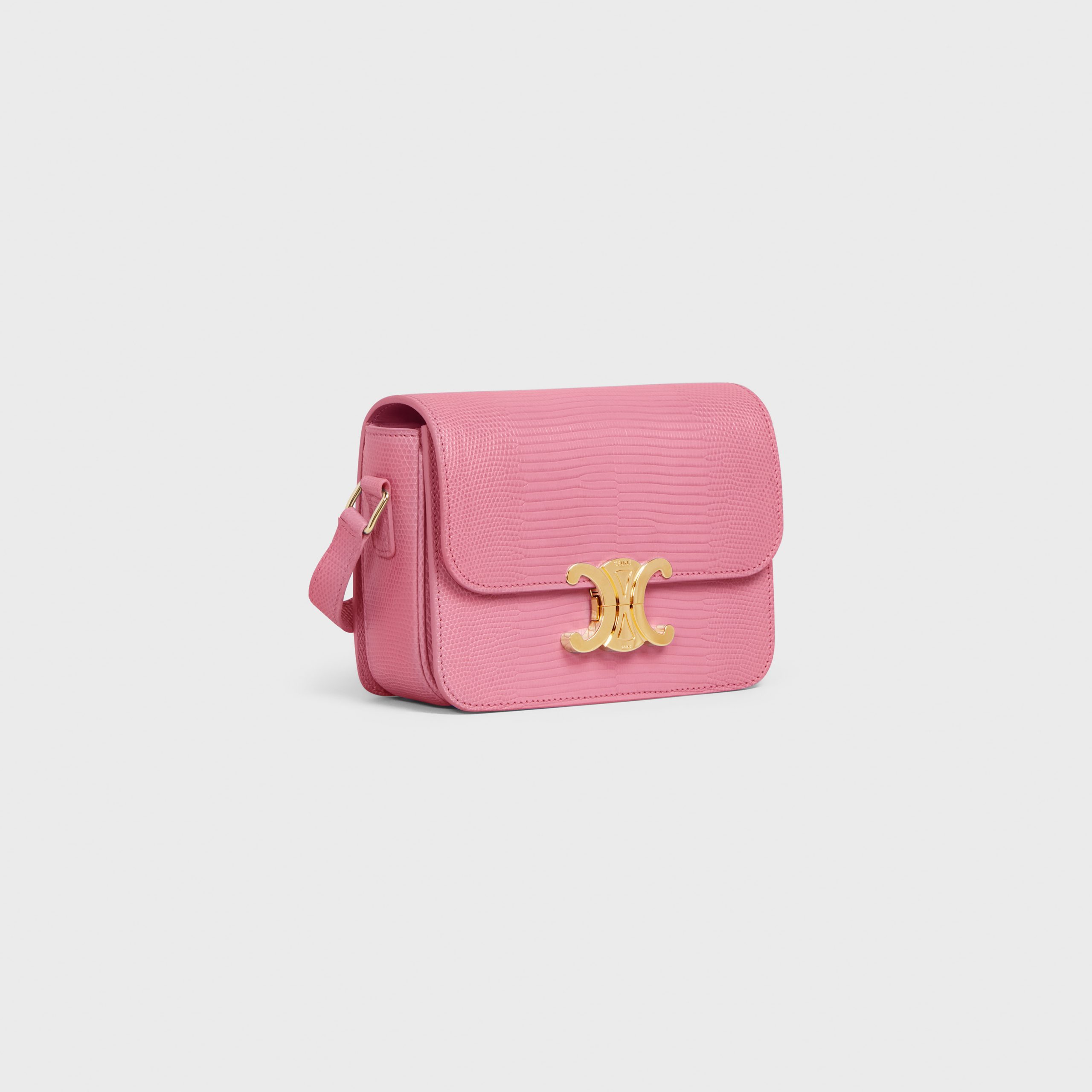 Celine Teen Triomphe Bag In Lizard – Flamingo – 188424BFJ.25FO