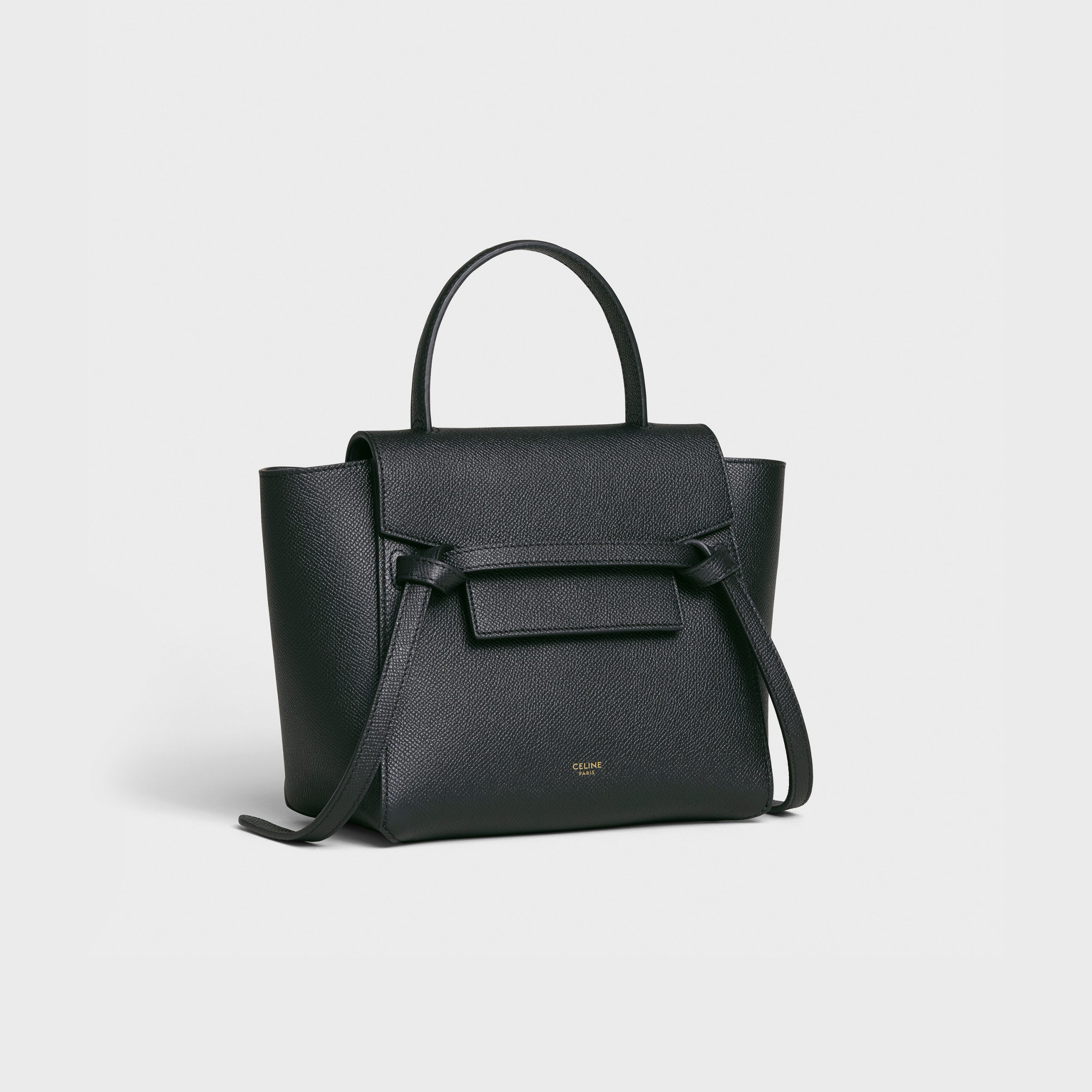 Celine Nano Belt Bag In Grained Calfskin – Black – 189003ZVA.38NO