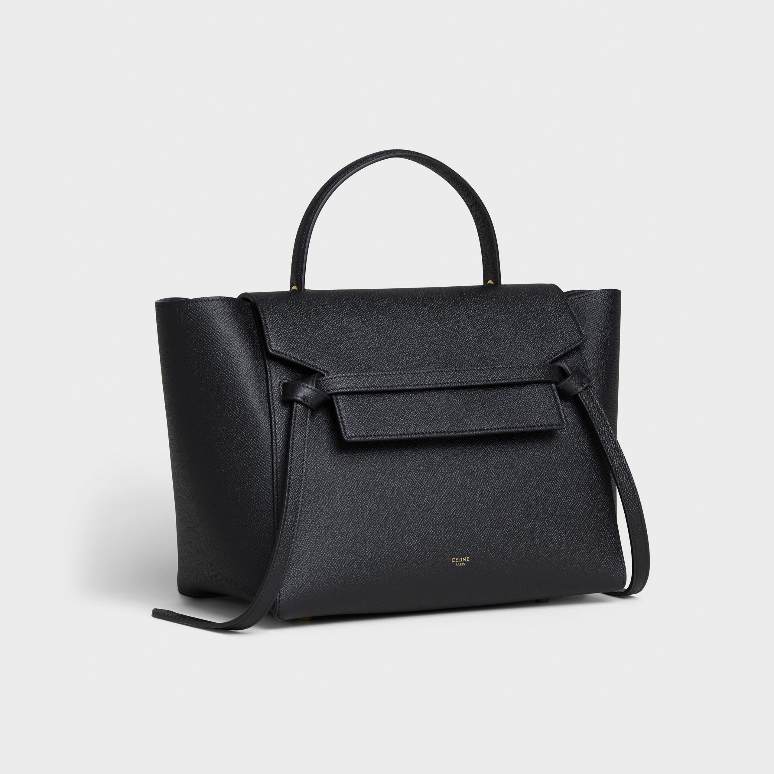 Celine Mini Belt Bag In Grained Calfskin – Black – 189103ZVA.38NO