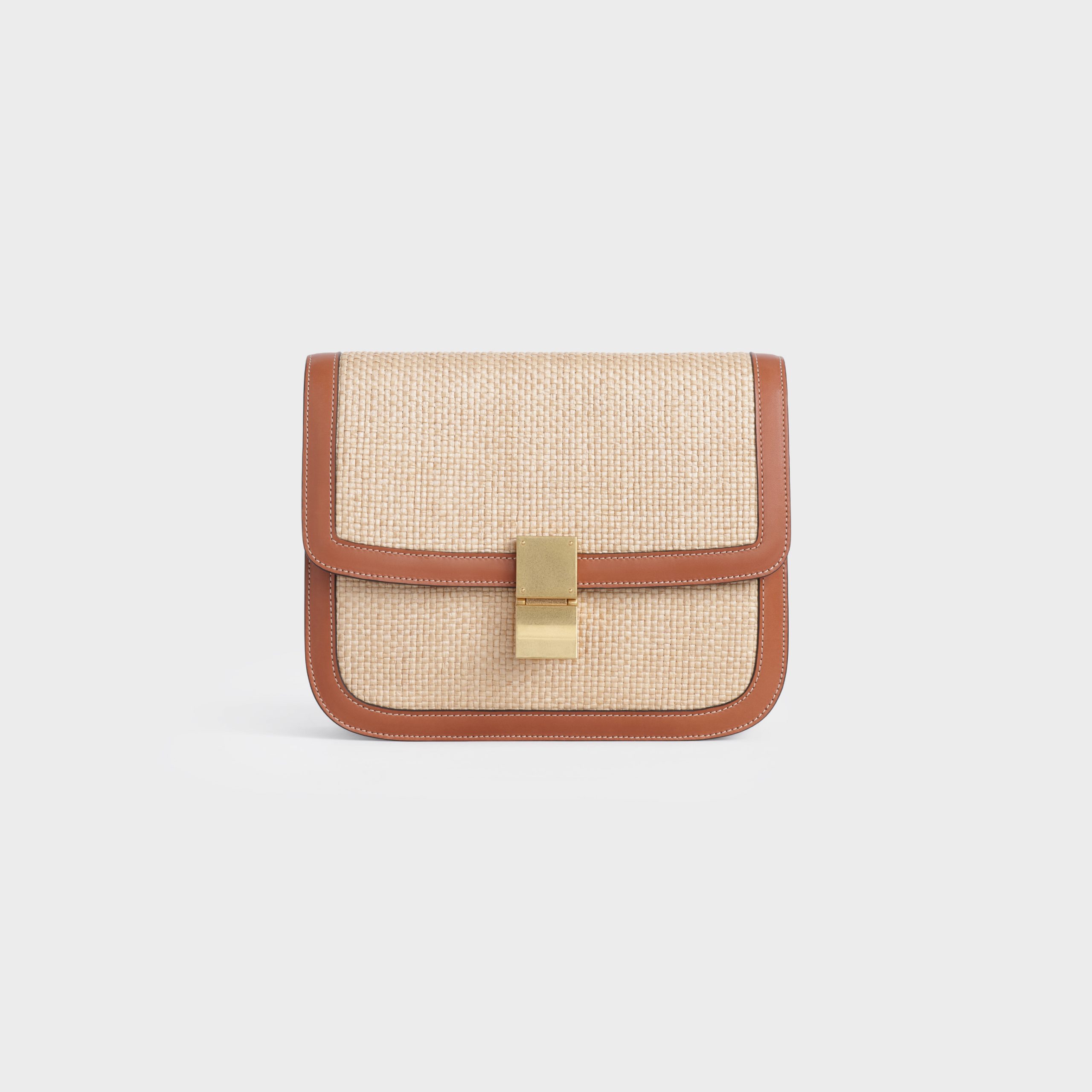 Celine Medium Classic Bag In Braided Textile Façon Raffia And Calfskin – Natural / Tan – 189172CBS.02NT