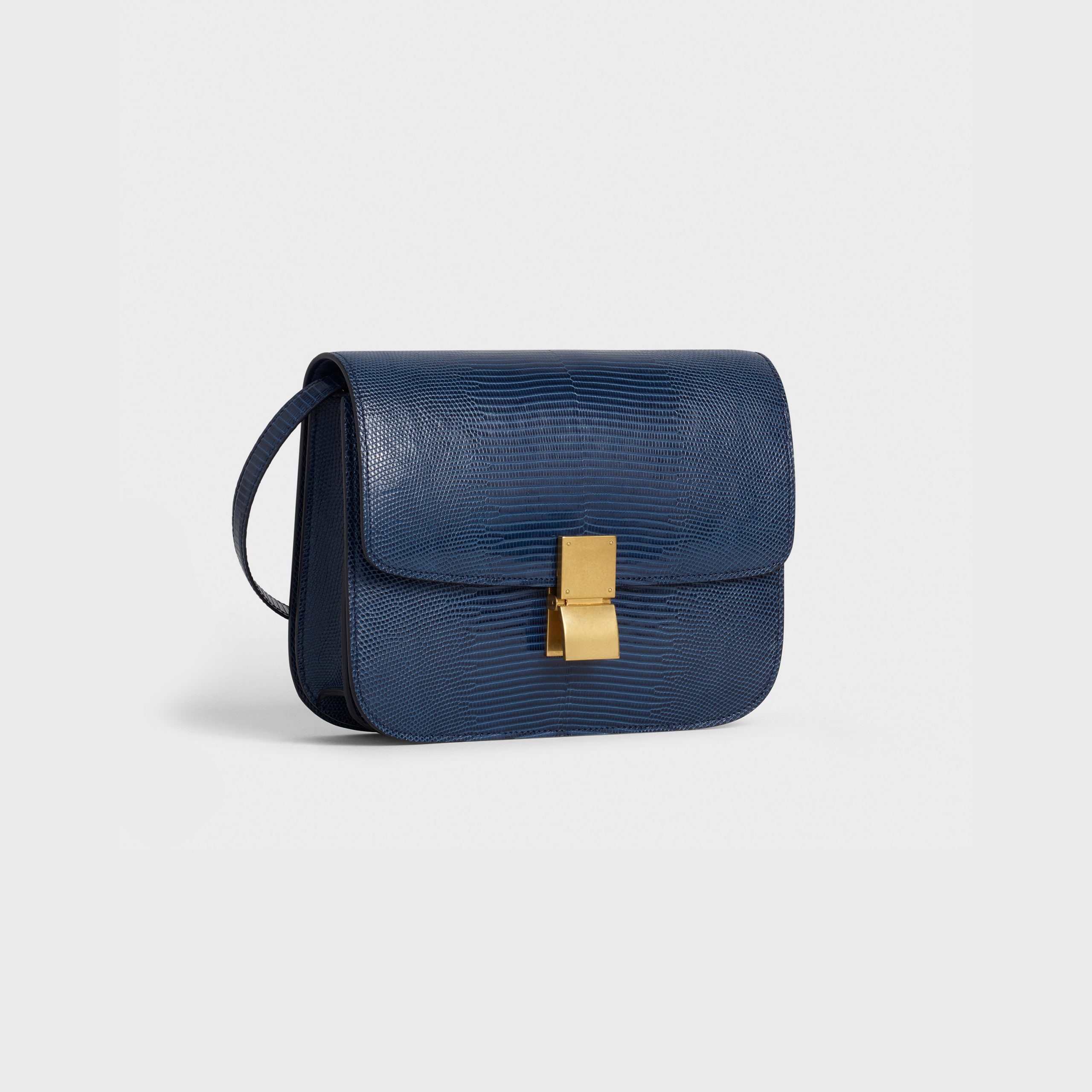 Celine Medium Classic Bag In Lizard – Dark Blue – 189174AFR.07BF