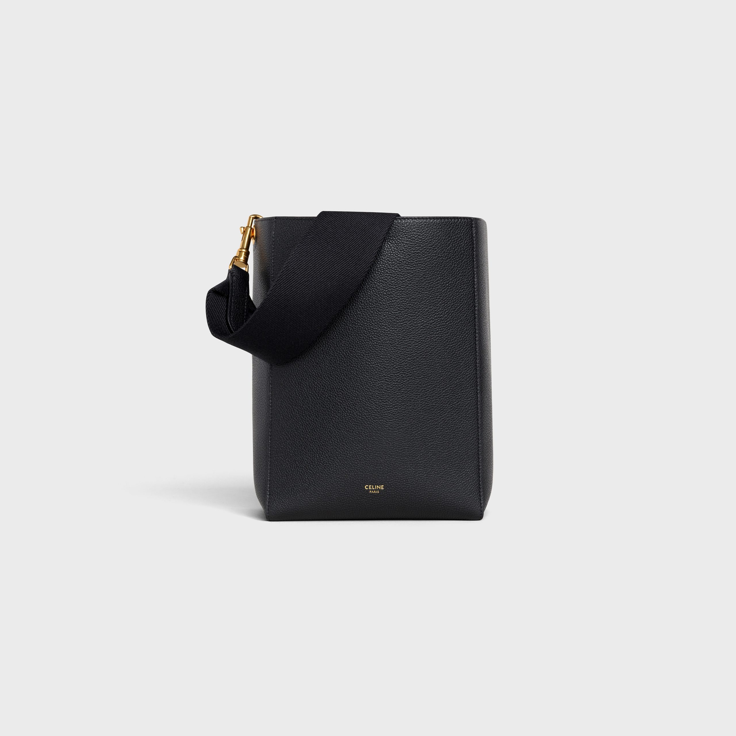 Celine Sangle Small Bucket Bag In Soft Grained Calfskin – Black – 189303AH4.38NO