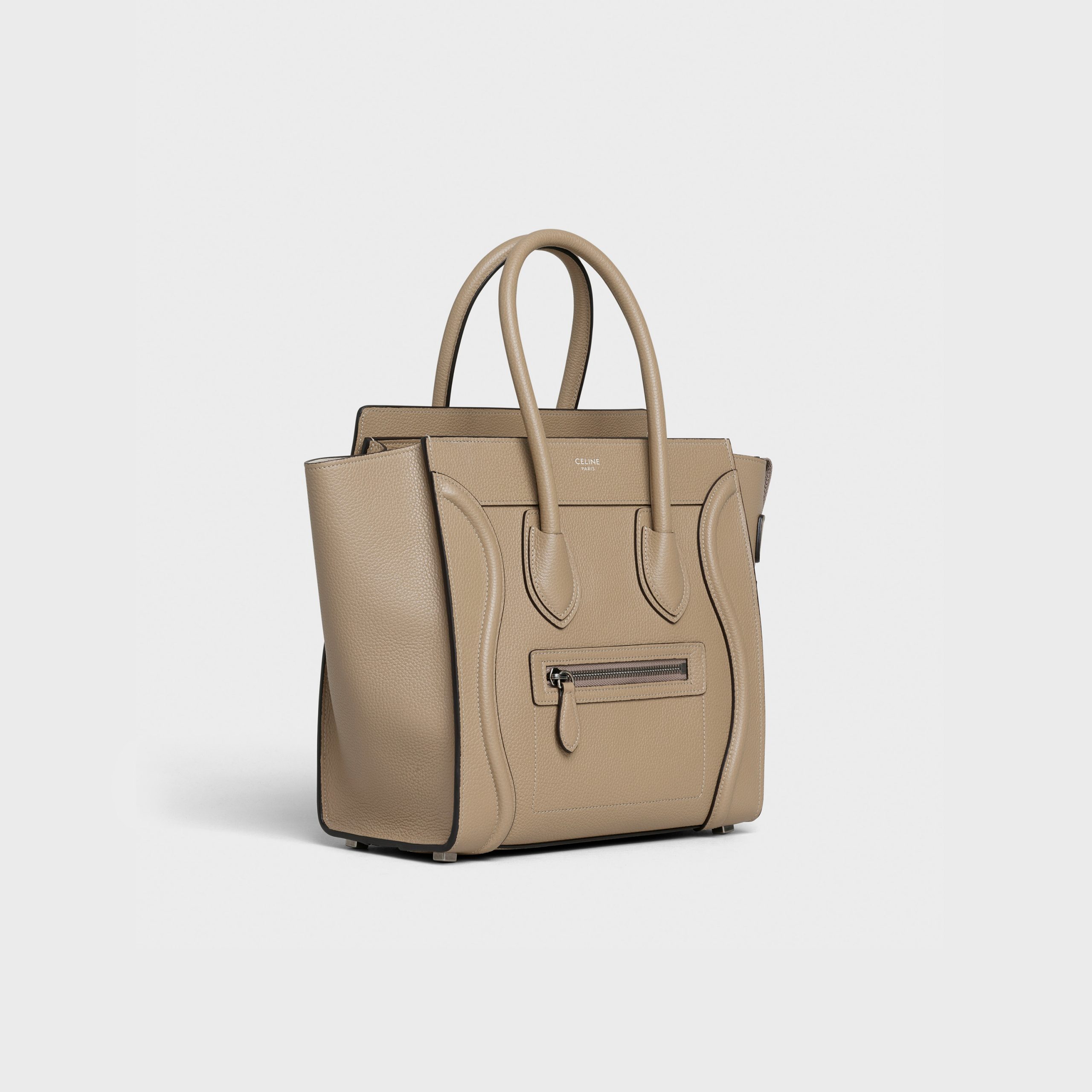 Celine Micro Luggage Handbag In Drummed Calfskin – Dune – 189793DRU.03UN