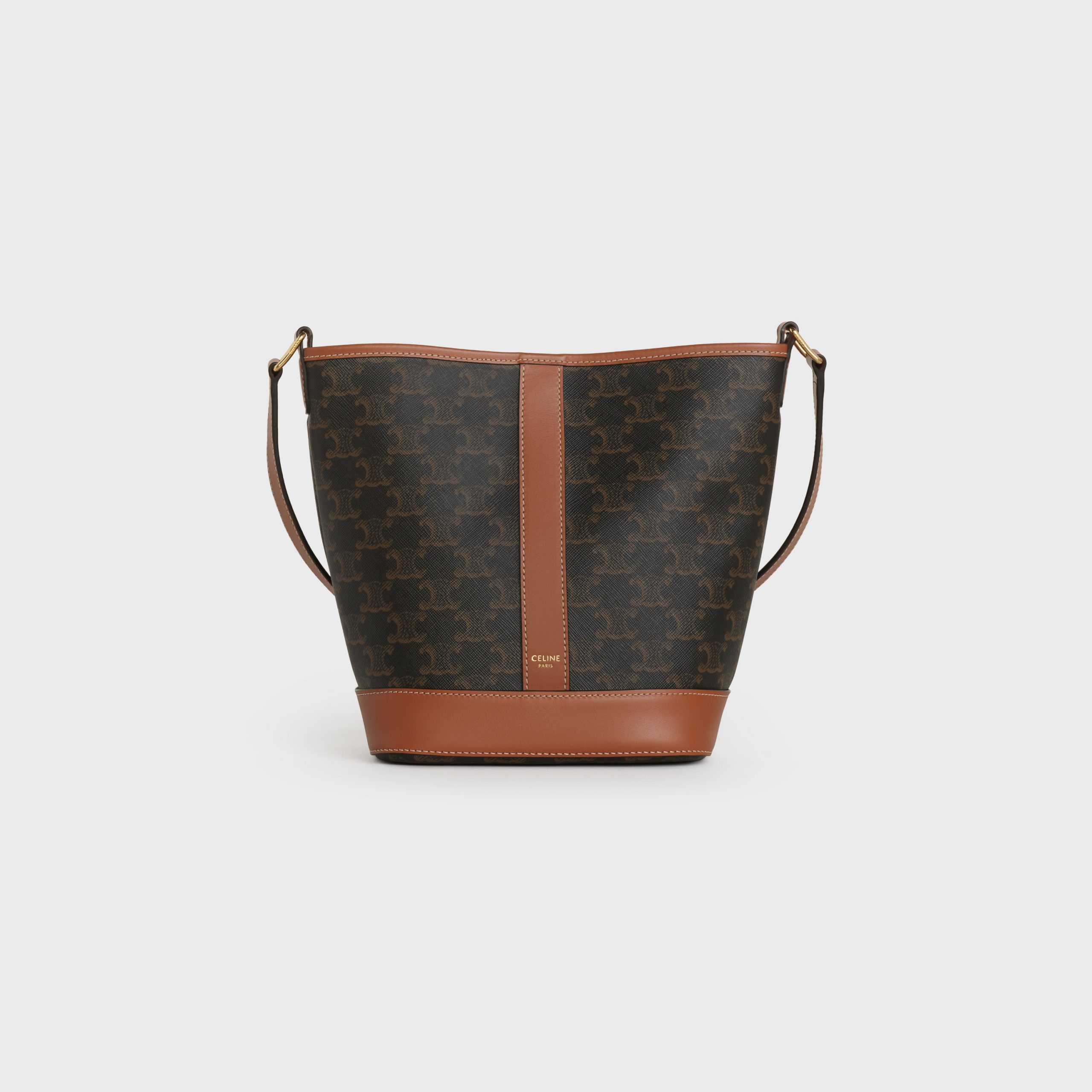 Celine Small Bucket In Triomphe Canvas And Calfskin – Tan – 191442CAS.04LU