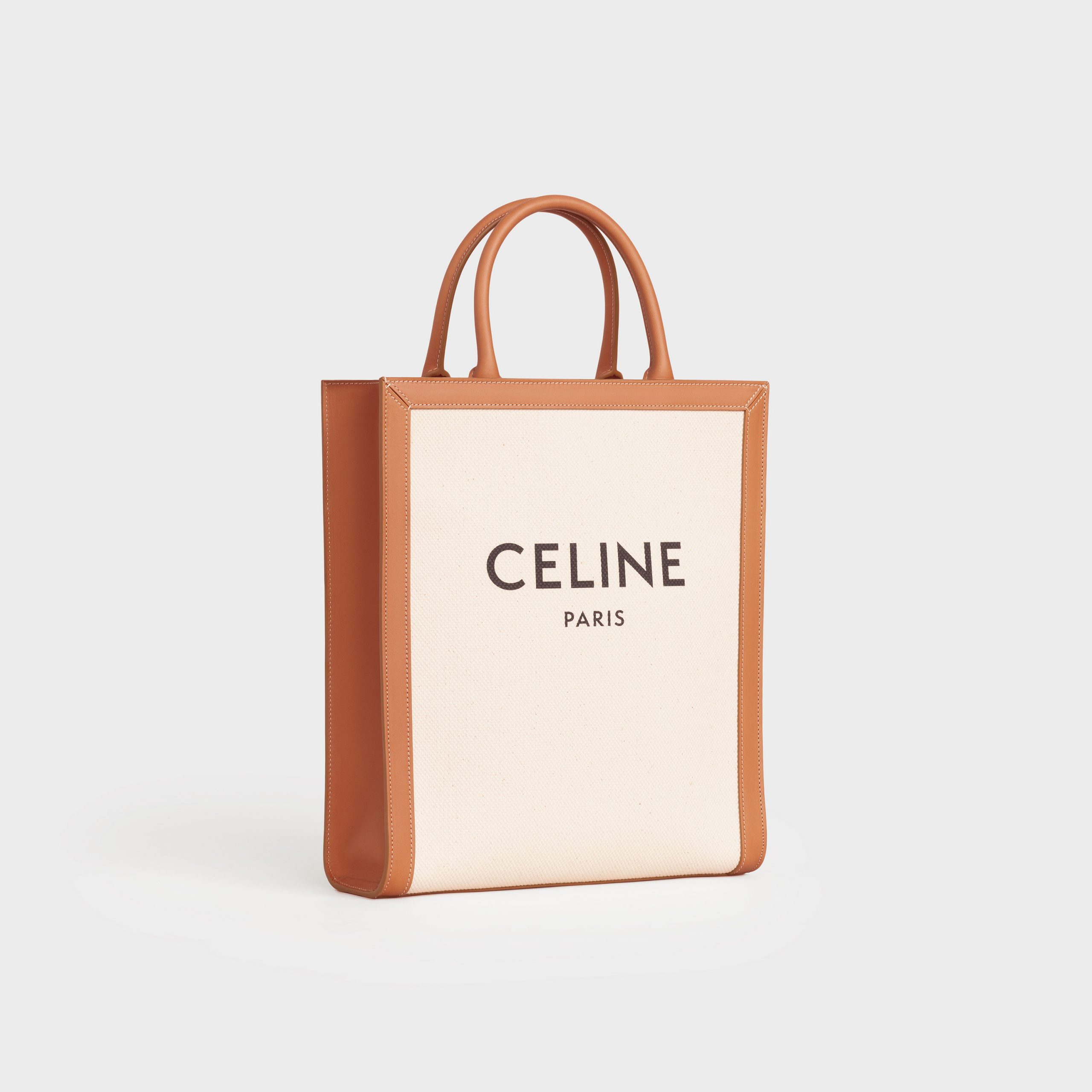 Celine Small Vertical Cabas Celine In Canvas With Celine Print And Calfskin – Natural / Tan – 192082BNZ.02NT