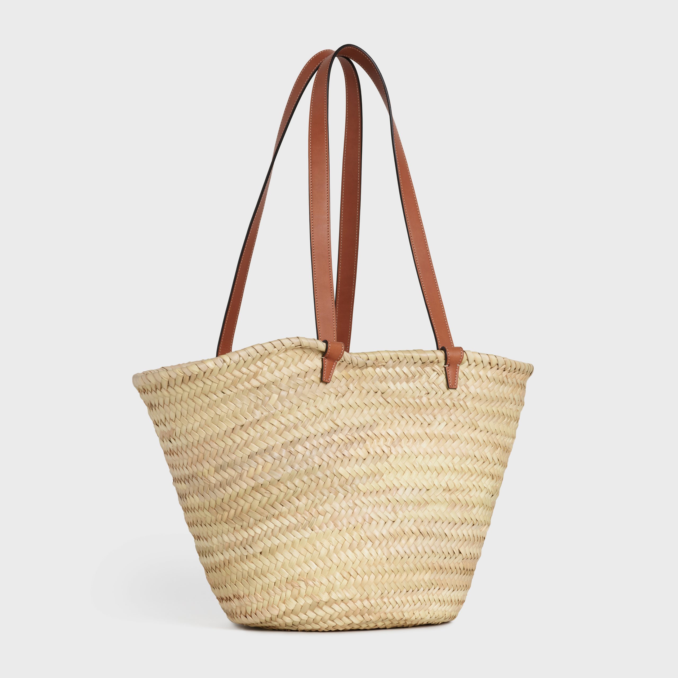 Celine Medium Triomphe Celine Classic Panier In Palm Leaves And Calfskin – Tan – 192622CGG.04LU